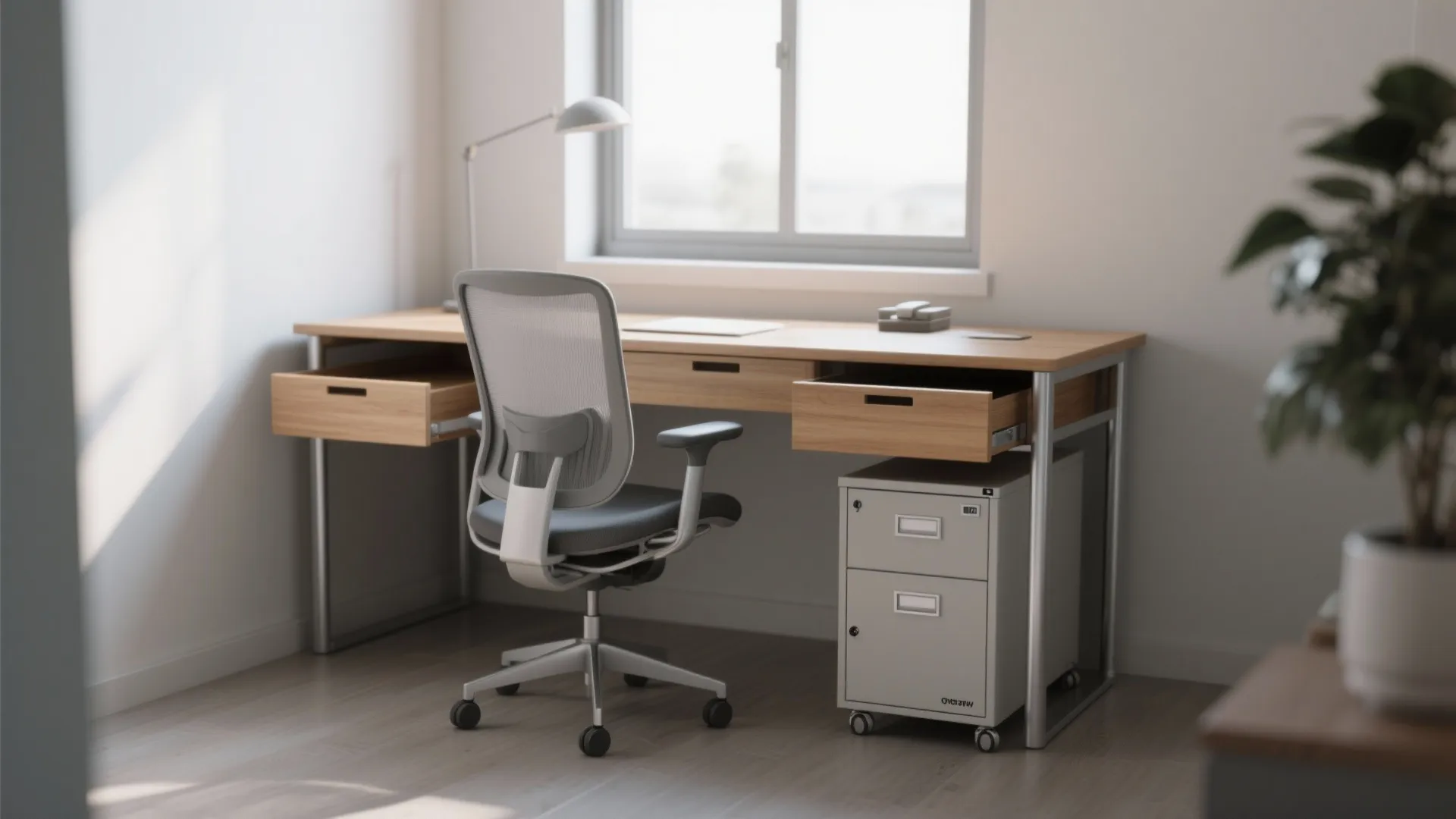2. Multi-function furniture (desk + storage)