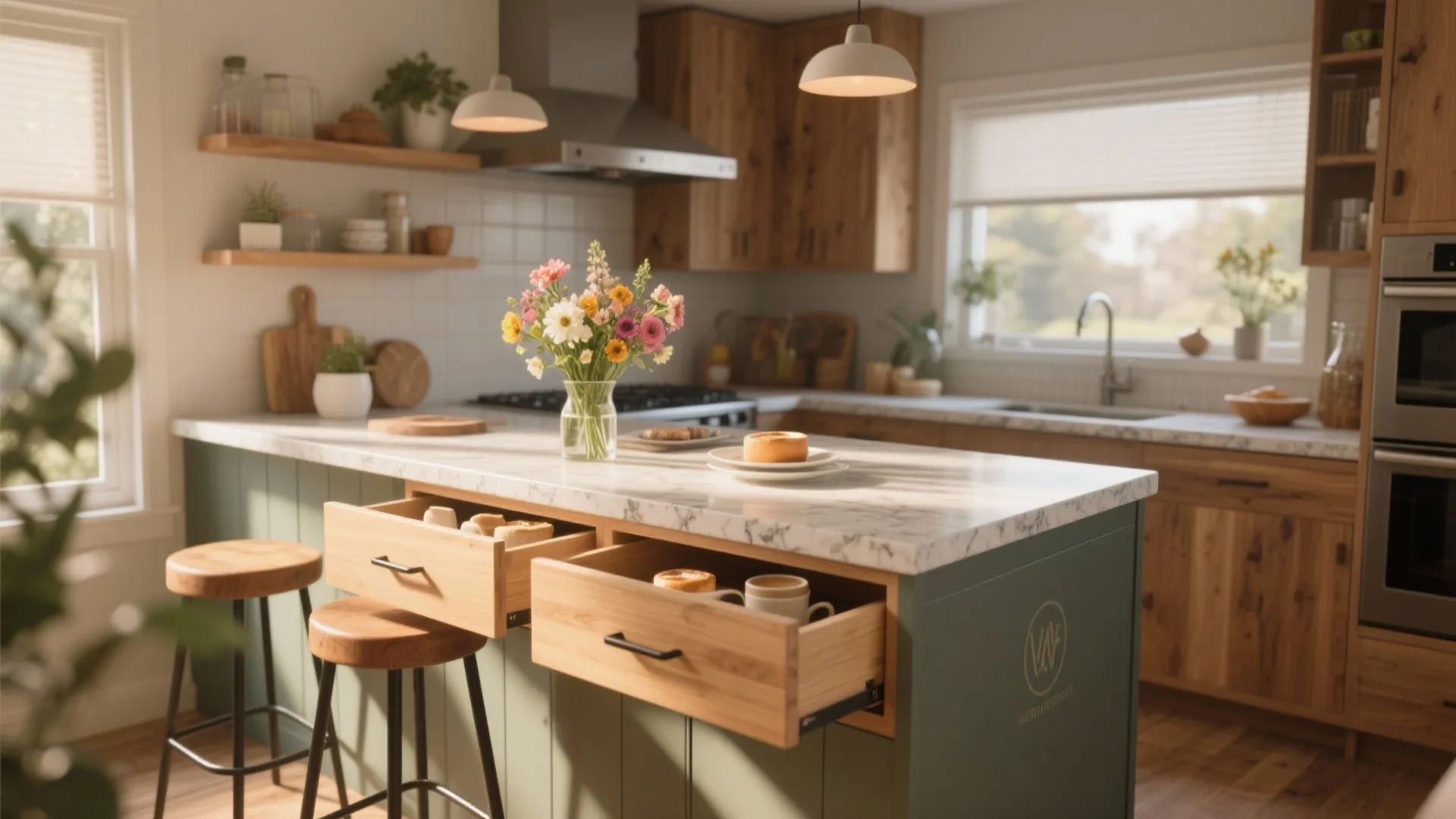 2. Multi-Functional Kitchen Island