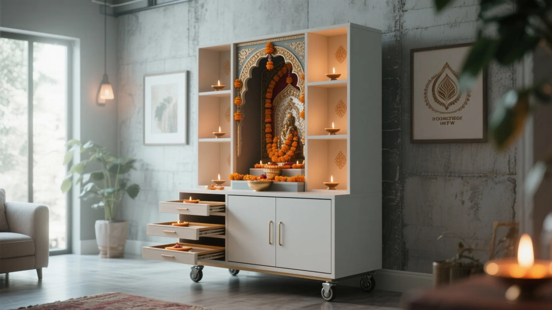 Multi-Functional Pooja Mandir Cabinet