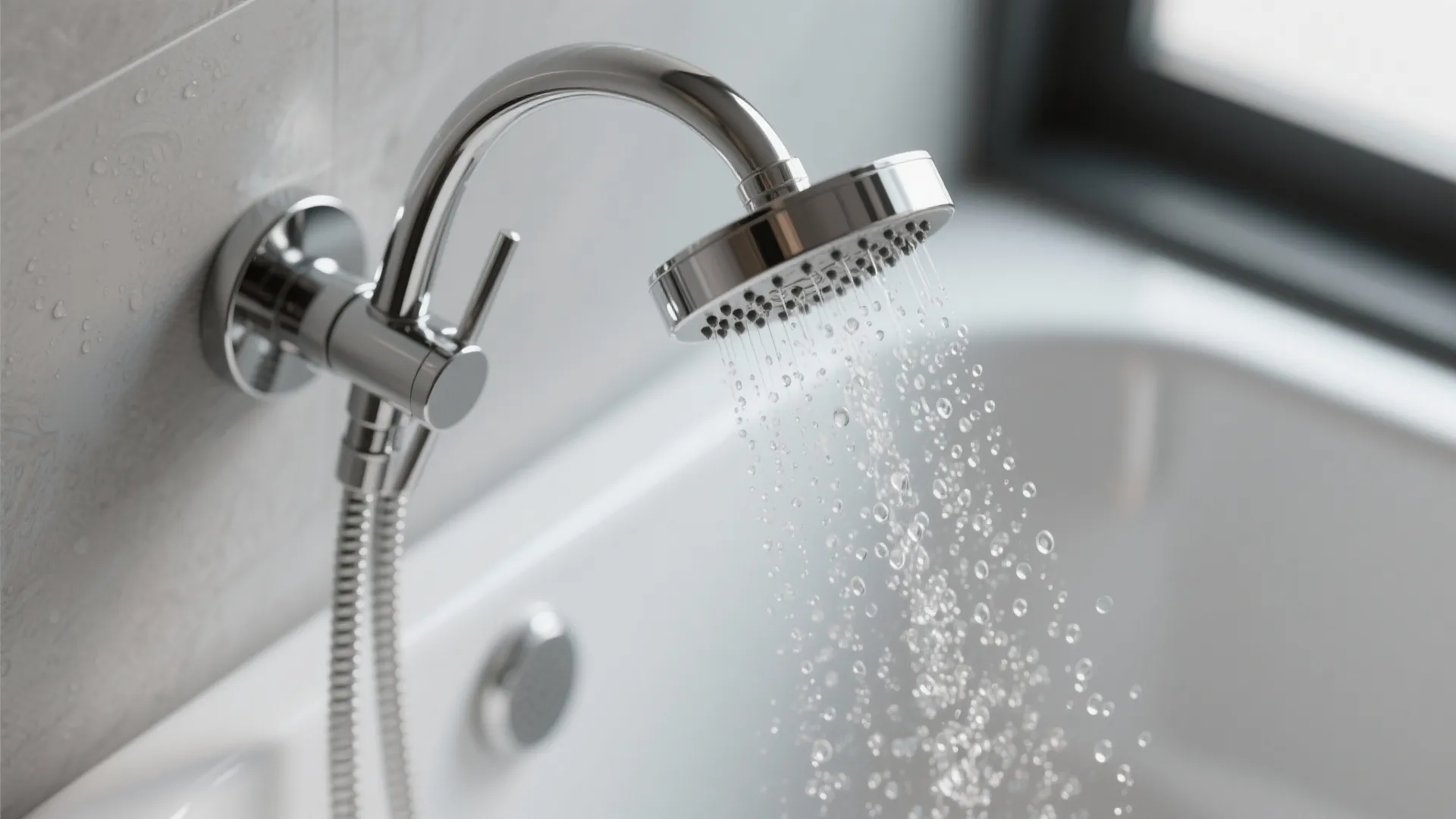 Close-up of handheld and rainfall shower head combo