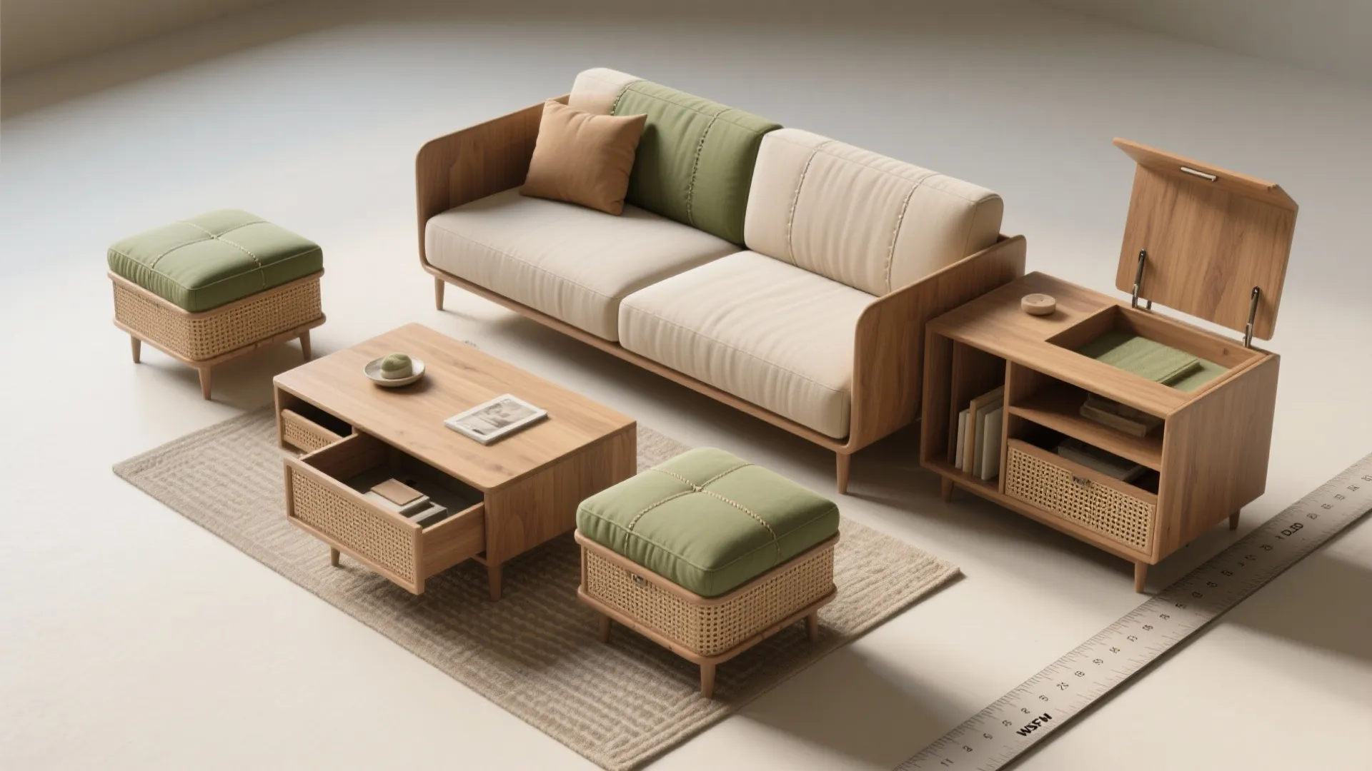 2. Choose multi-functional, scaled furniture