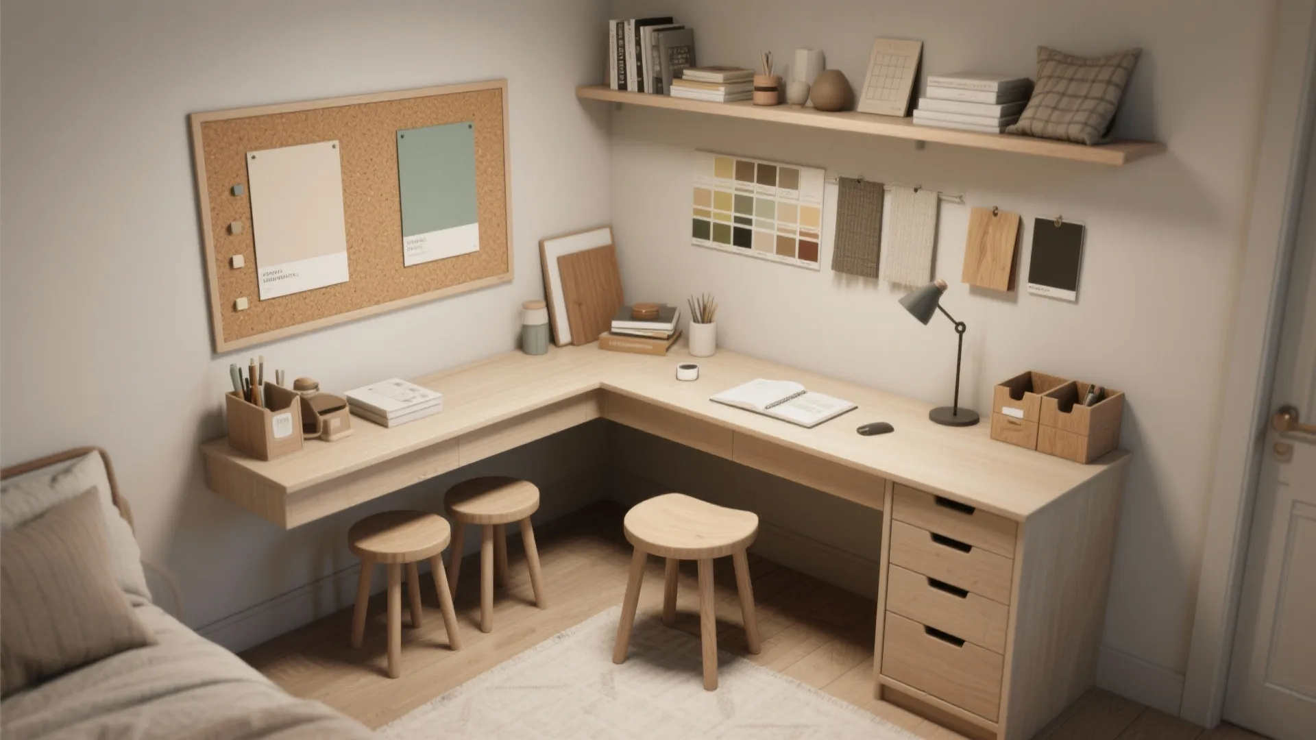 5. Multi-functional furniture and subtle color zoning