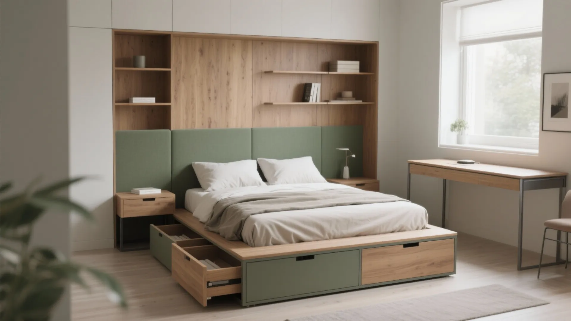 2. Multi-functional furniture with clean lines