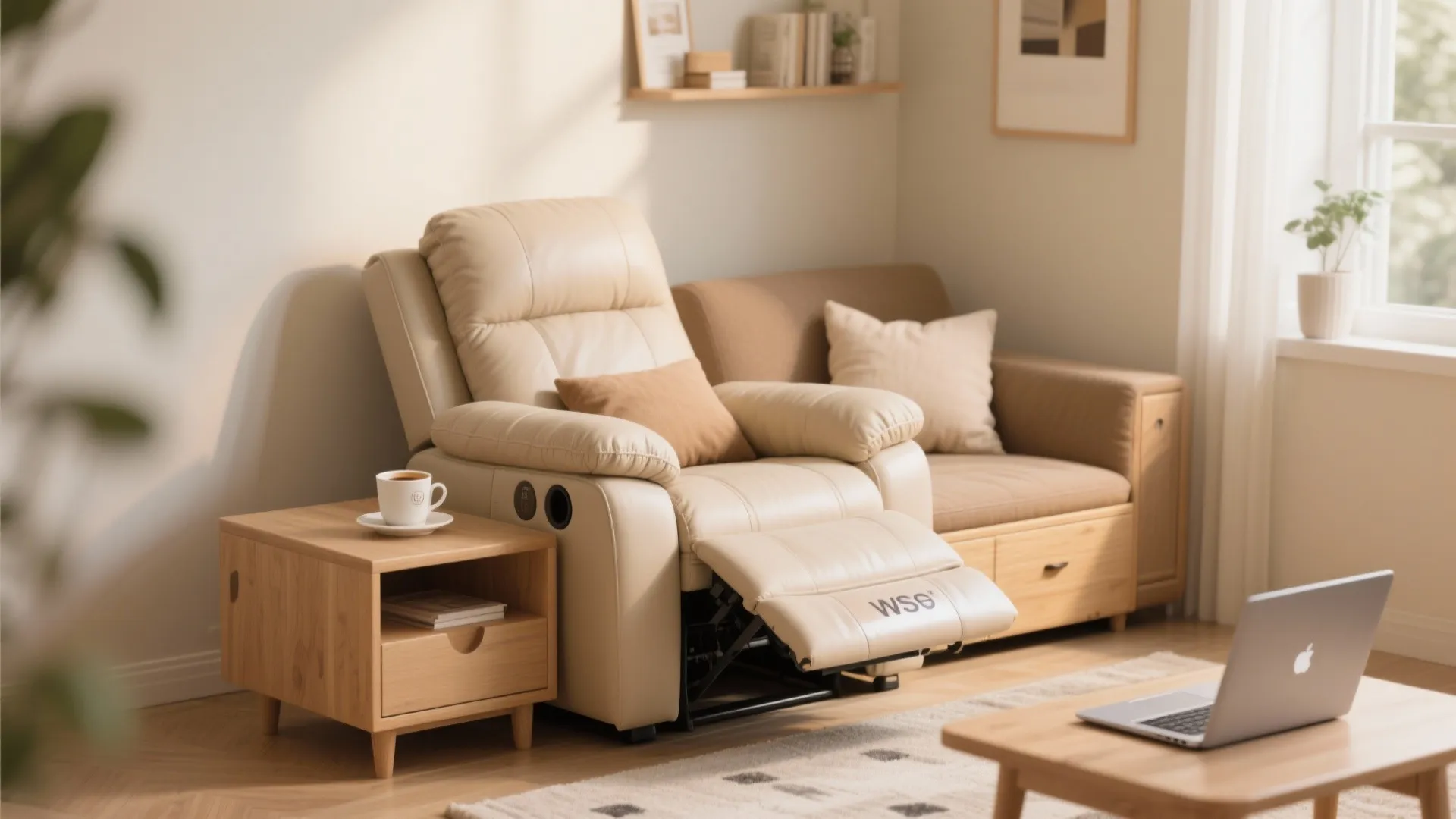 Multi-functional recliner corner with storage side table
