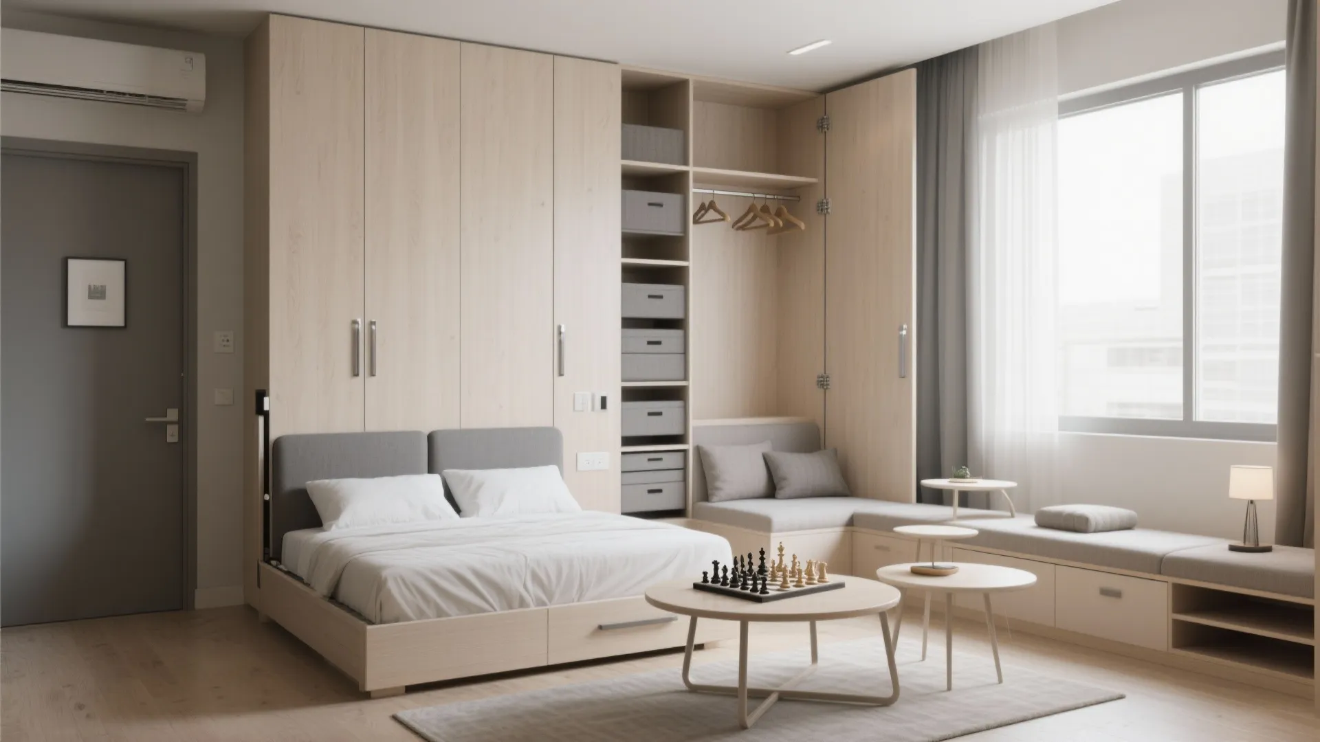 Multipurpose furniture and vertical storage that work hard