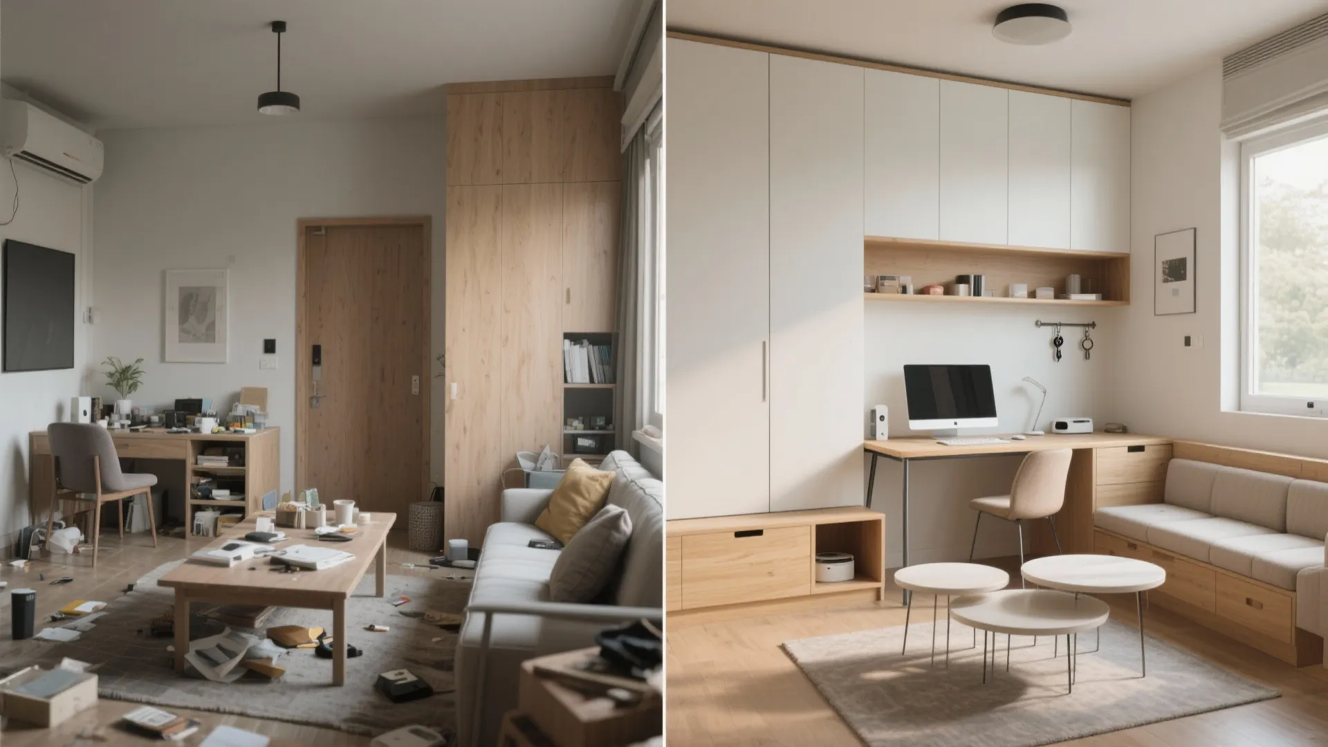 Multi-functional furniture and hidden niches for daily flexibility