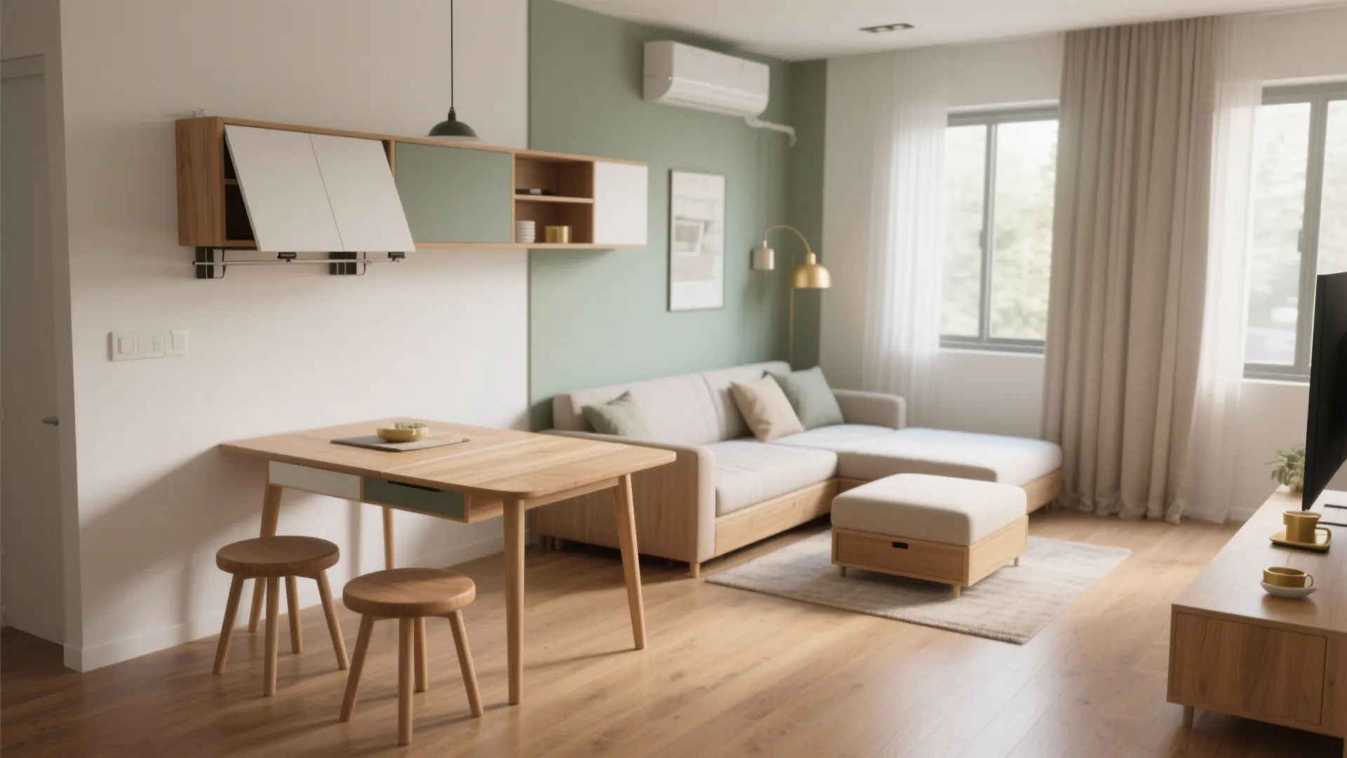 5) Multi-functional furniture: fold, slide, stash, and transform