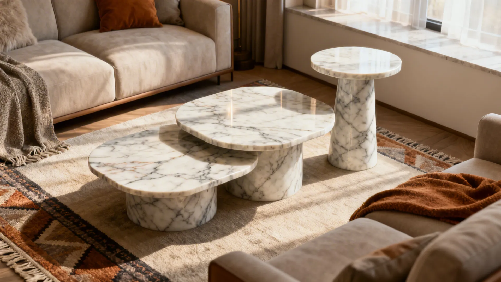 5. Multi-Height Marble Coffee Cluster