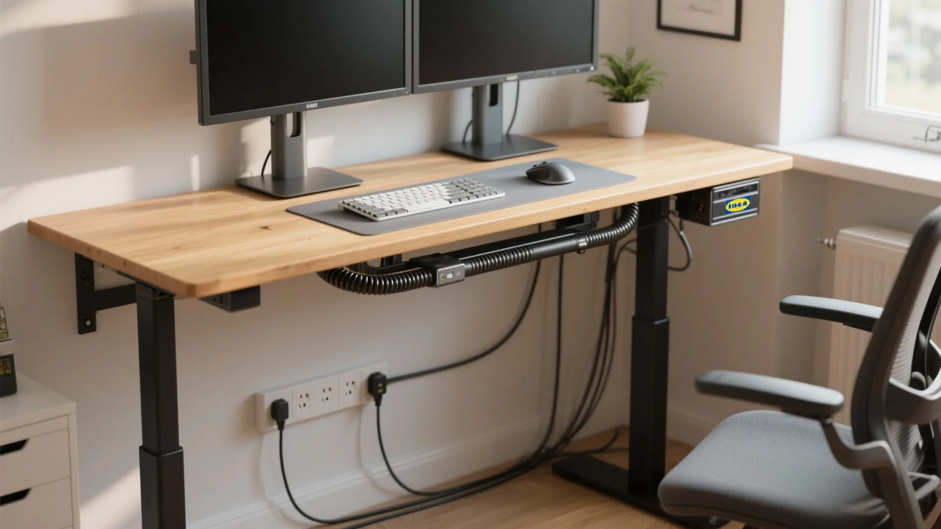 1. Start with a compact, multi-height desk