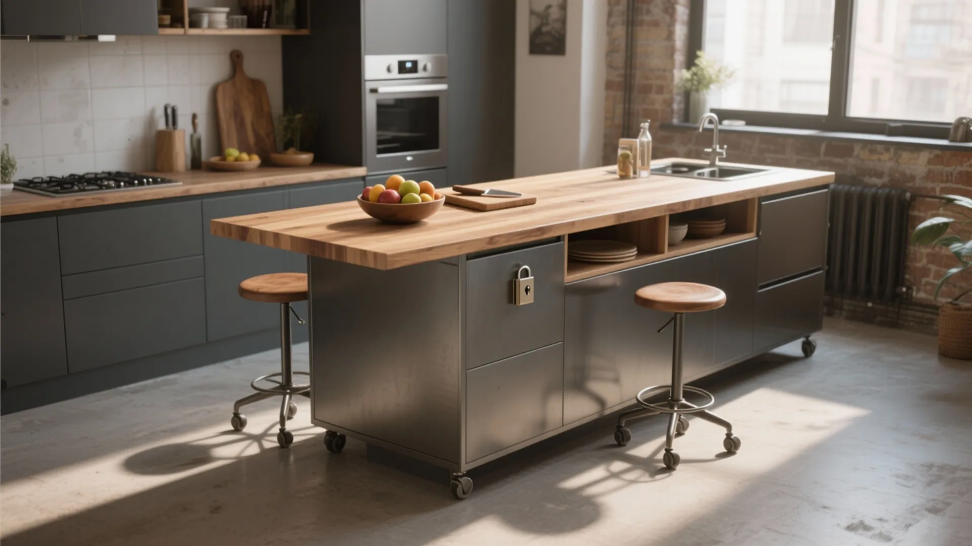 Multi-functional island for compact living