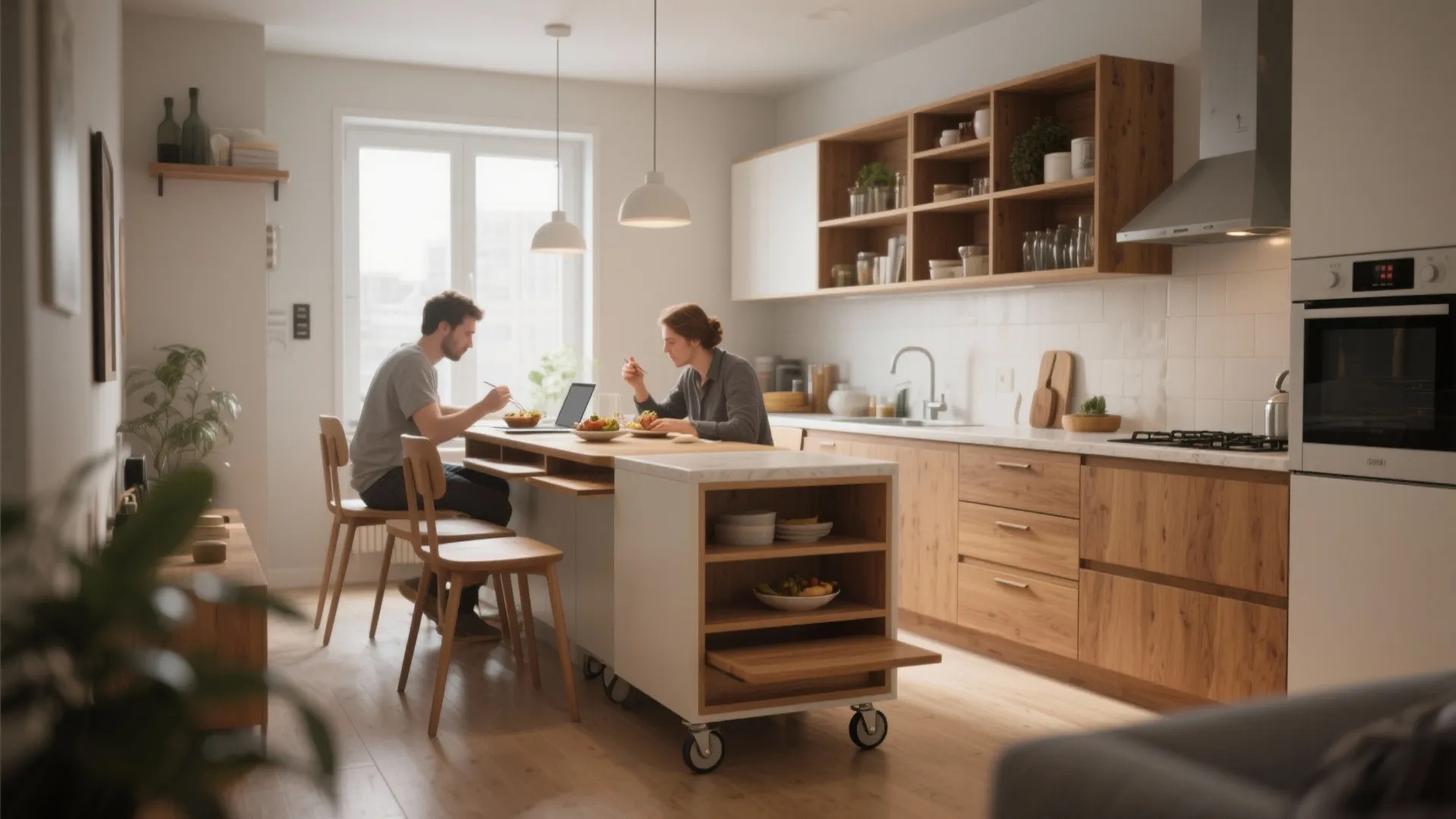 Multi-functional island with seating