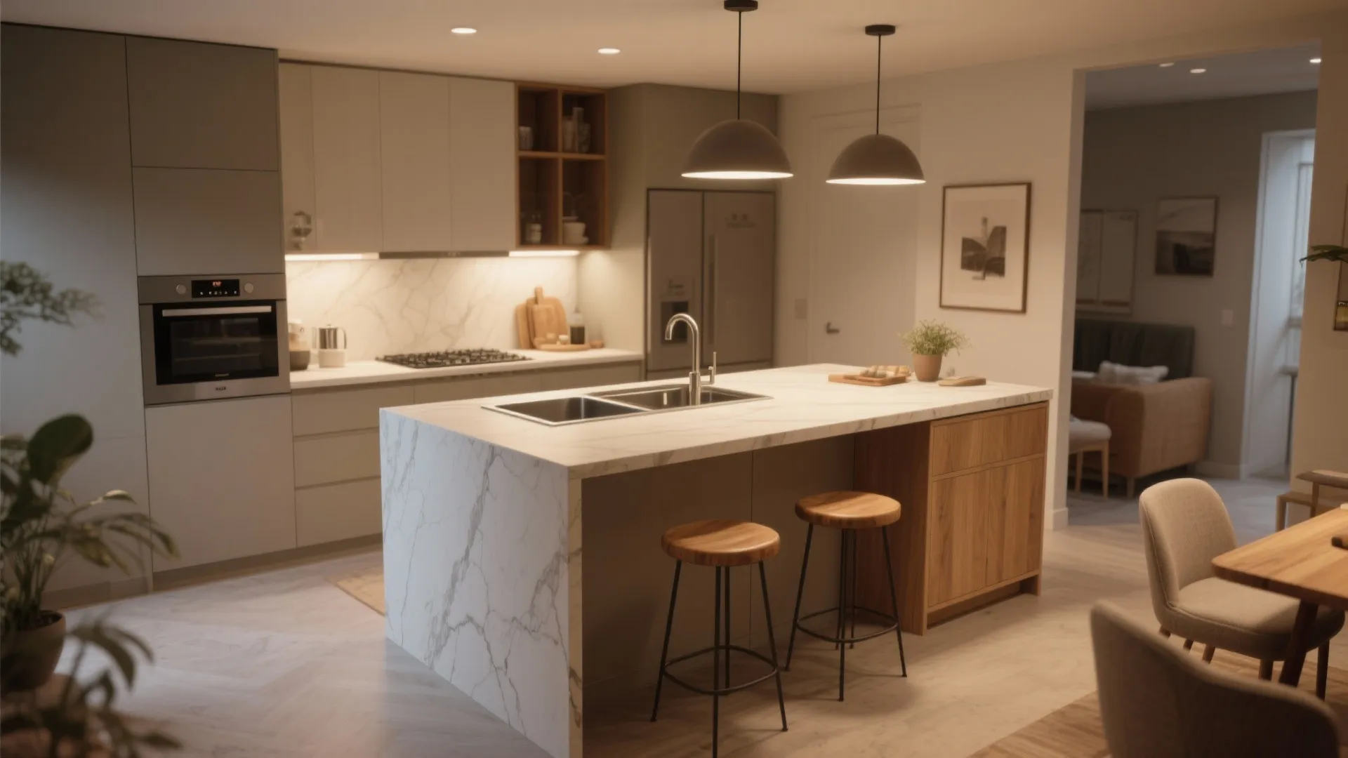 5. Multipurpose island with cozy seating