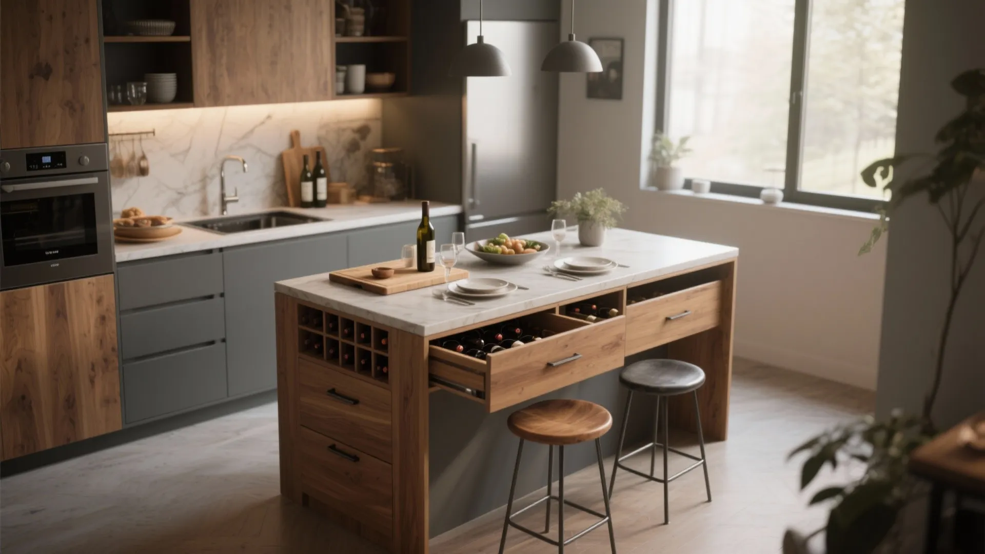 3. Multi-functional islands and fold-away counters