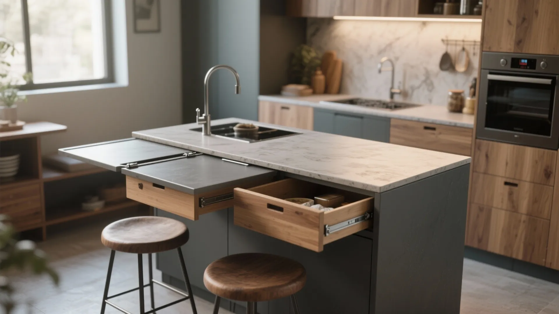 3. Multitasking Island with Hidden Storage