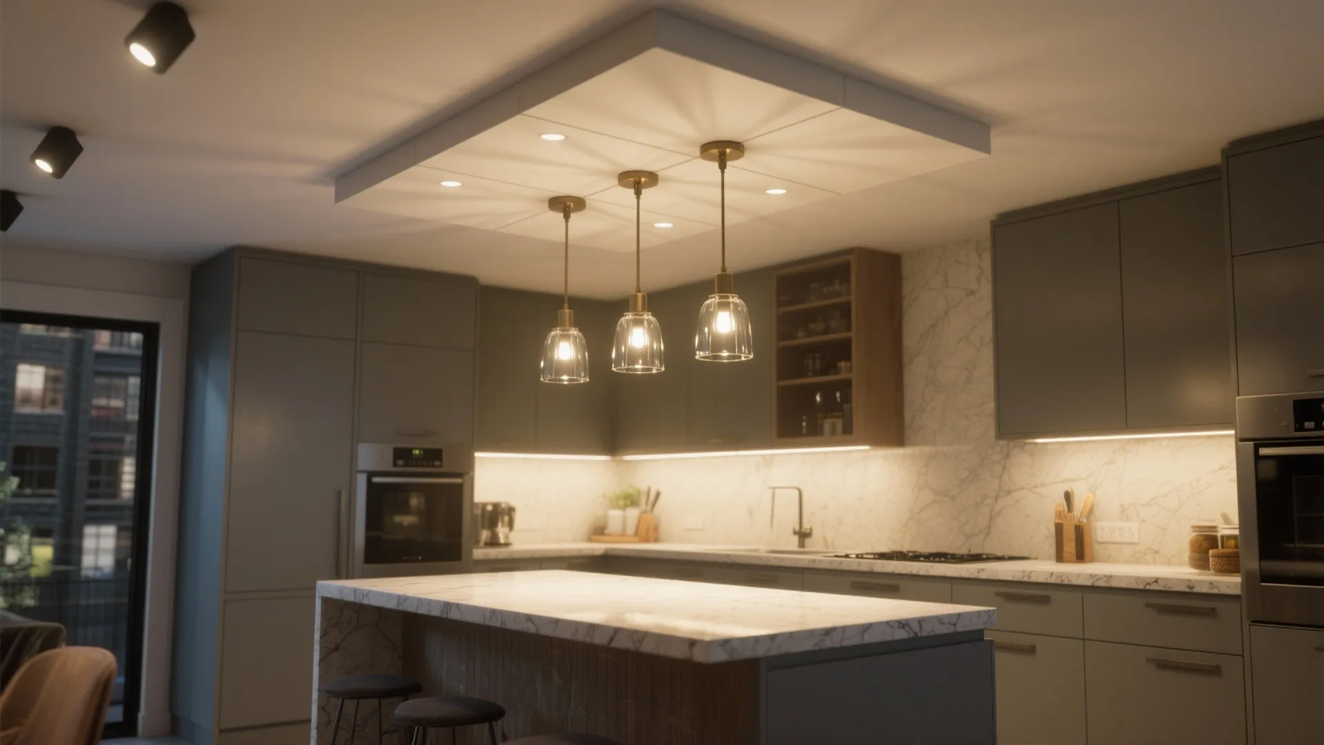 5. Multi-Light Flush Panels — layered look in a single fitting