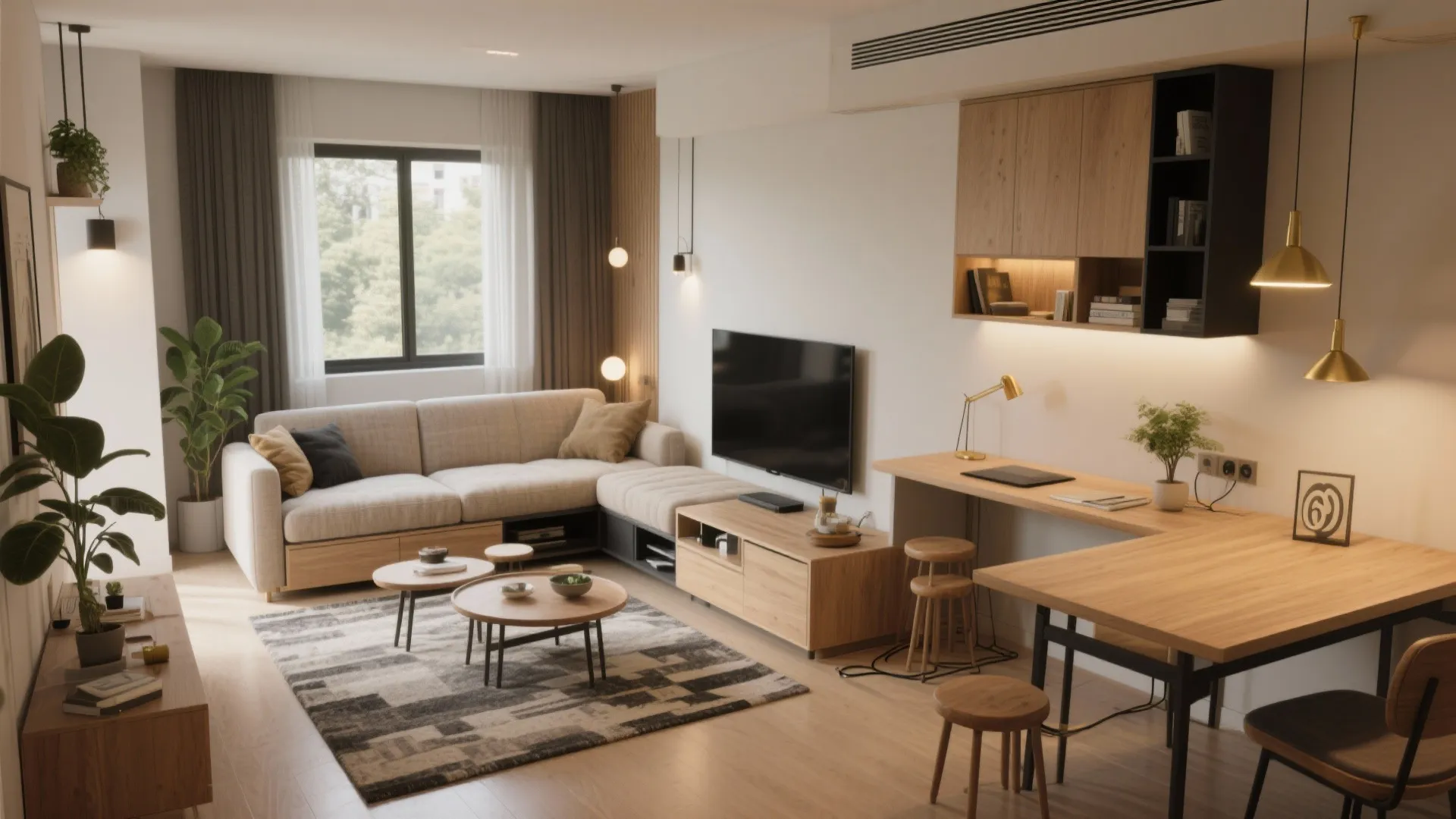 Multifunctional Living–Dining That Works 9-to-9