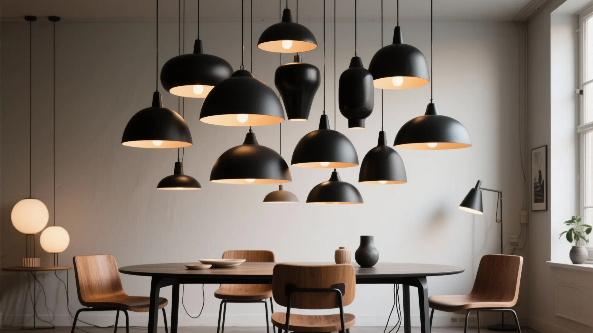 4. Adjustable Black Multi-Pendant Cluster