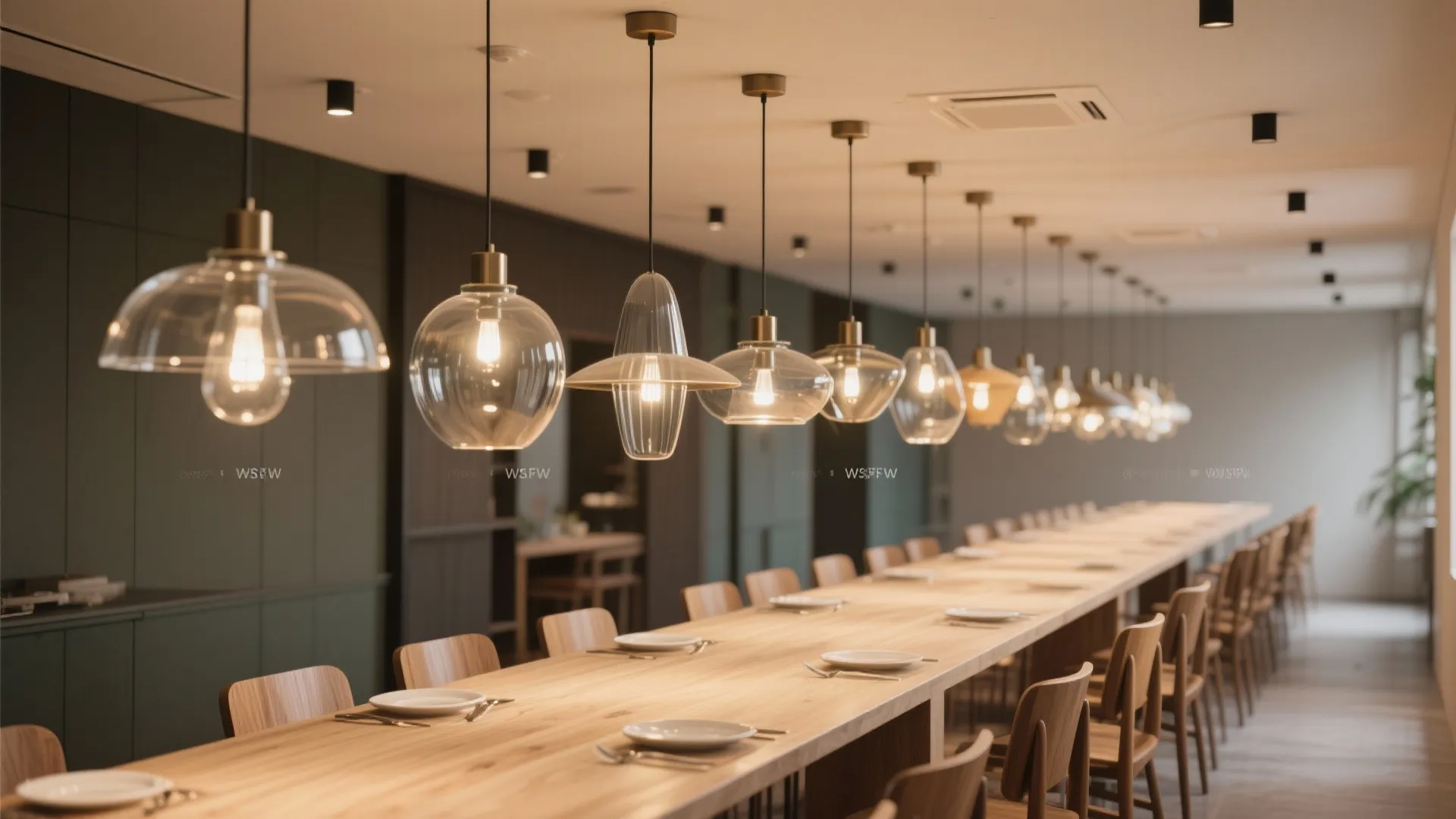 2. Multi-Pendant Cluster Aligned to Table Length