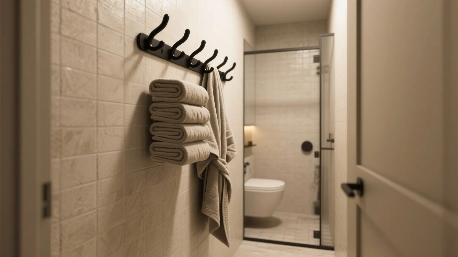 2. Black multi-prong hooks for vertical storage