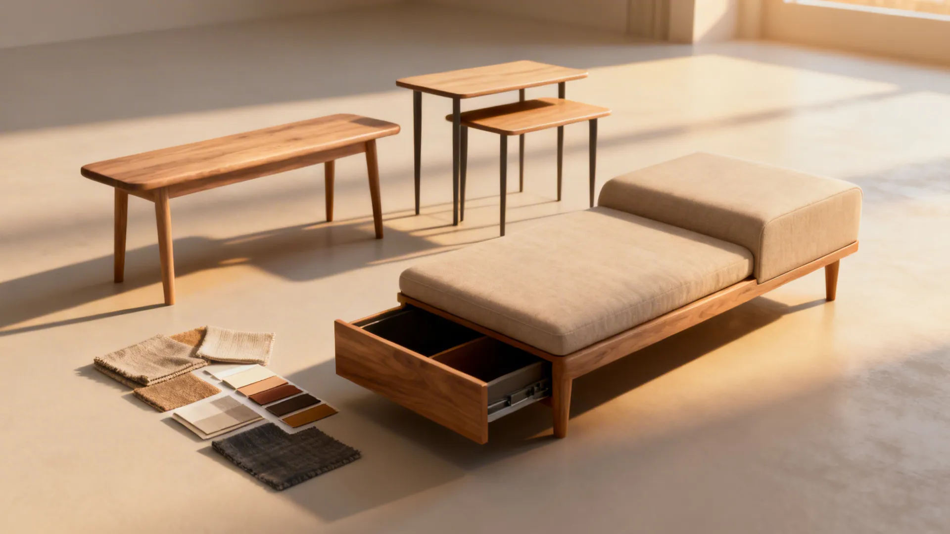 3. Multi-purpose furniture: benches, nesting tables, and sleeper ottomans