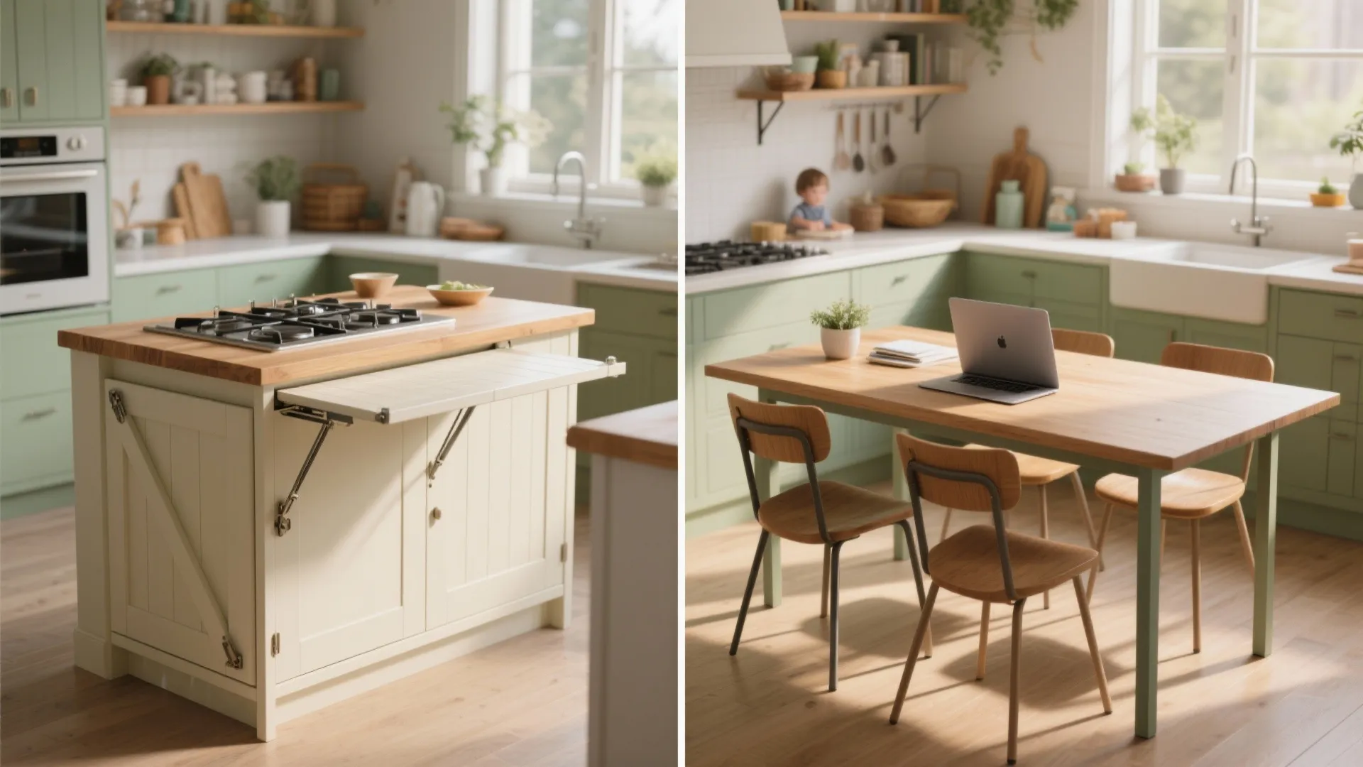 4. Multi-purpose islands and fold-away counters