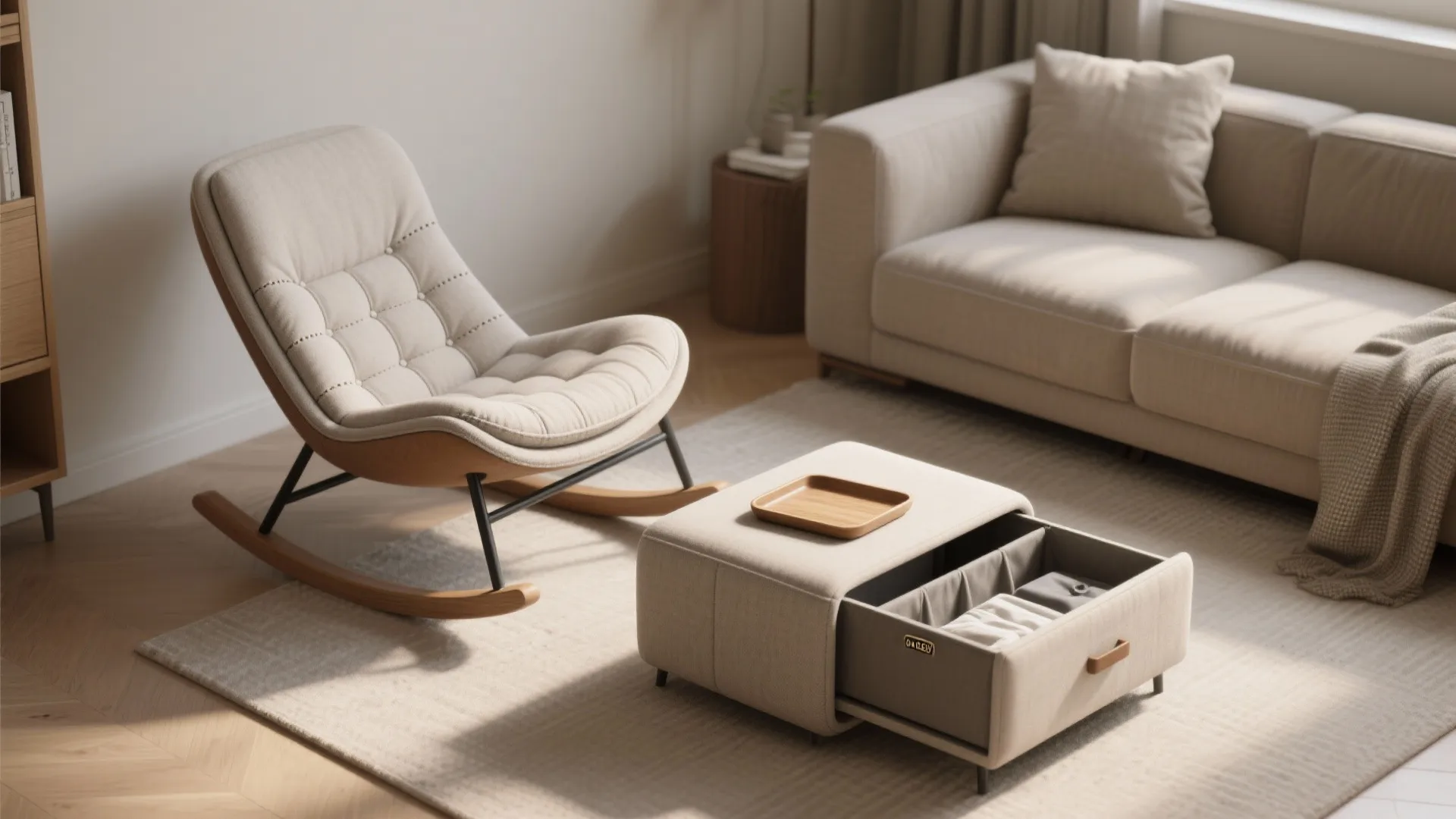 3. Multi-functional rocker with removable ottoman