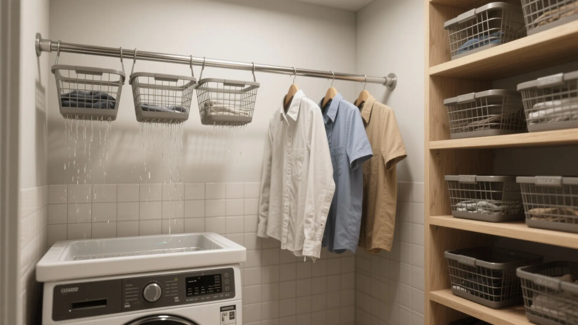 Multi-use rod with sliding baskets