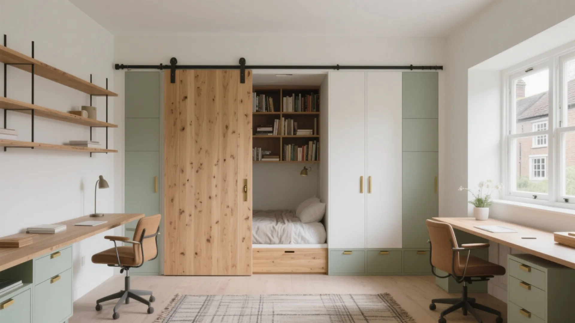 Flexible Multi-Use Room with Sliding Partition