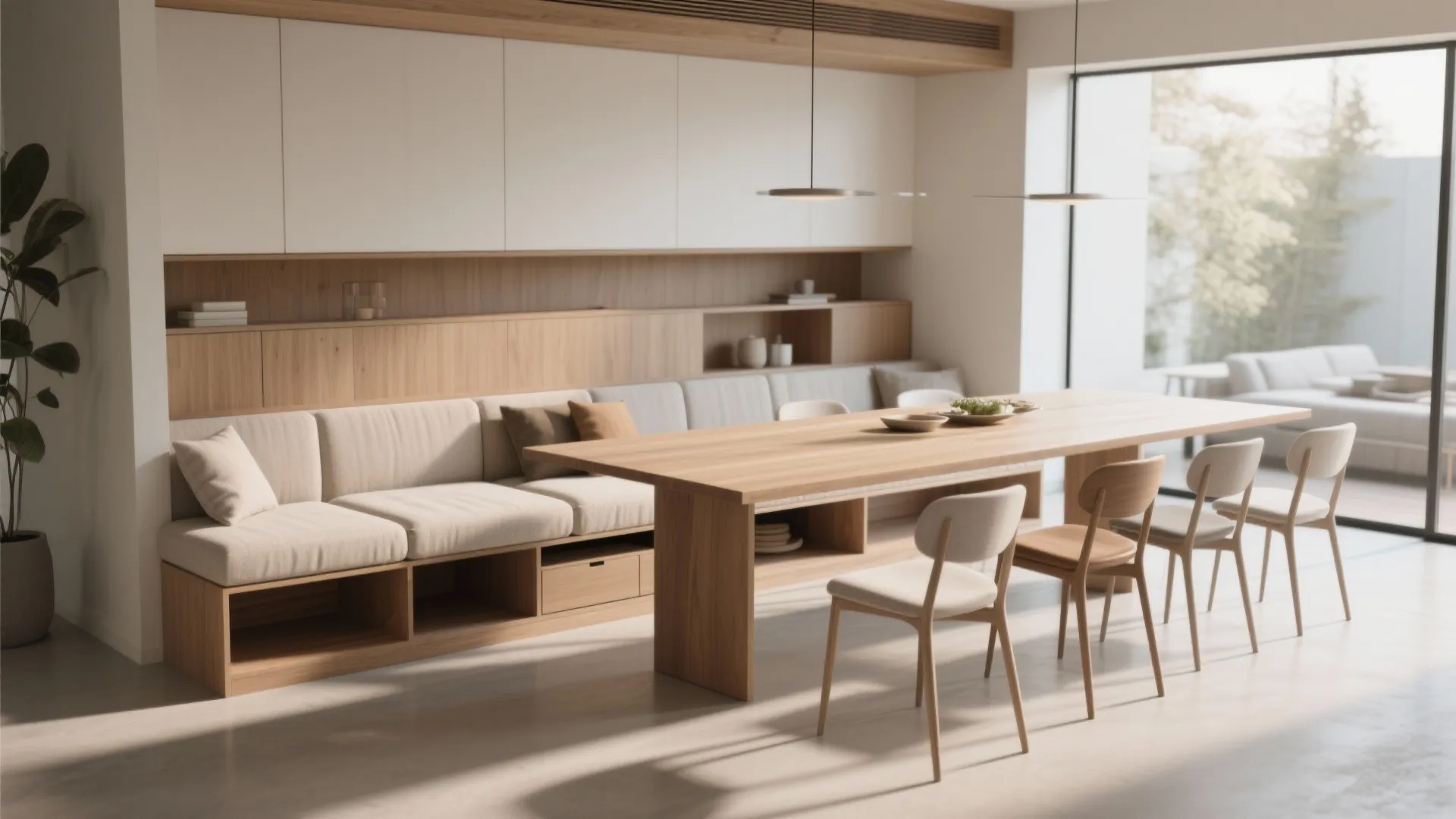 3. Multi-level Seating: Bench + Chairs