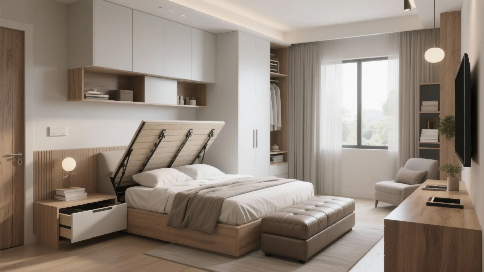 Multifunction furniture and built-in storage