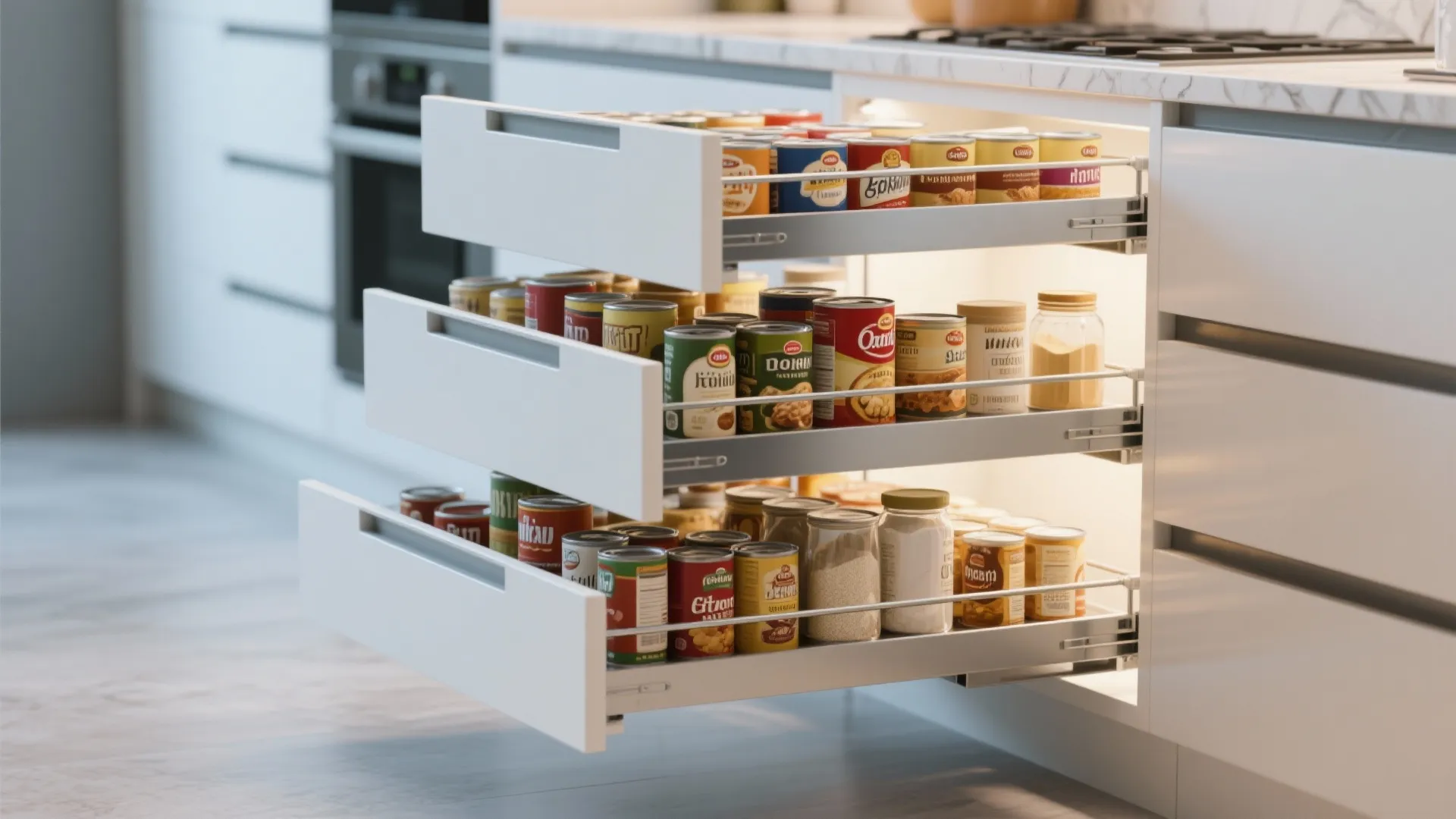 4. Multi-Tiered Pull-Out Shelves