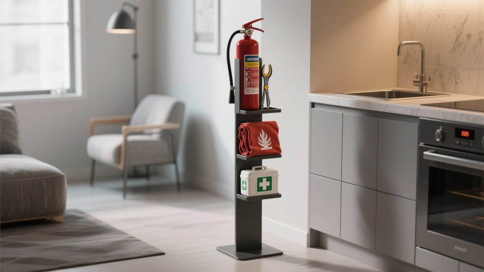 4. Multi-tool extinguisher with combined stand