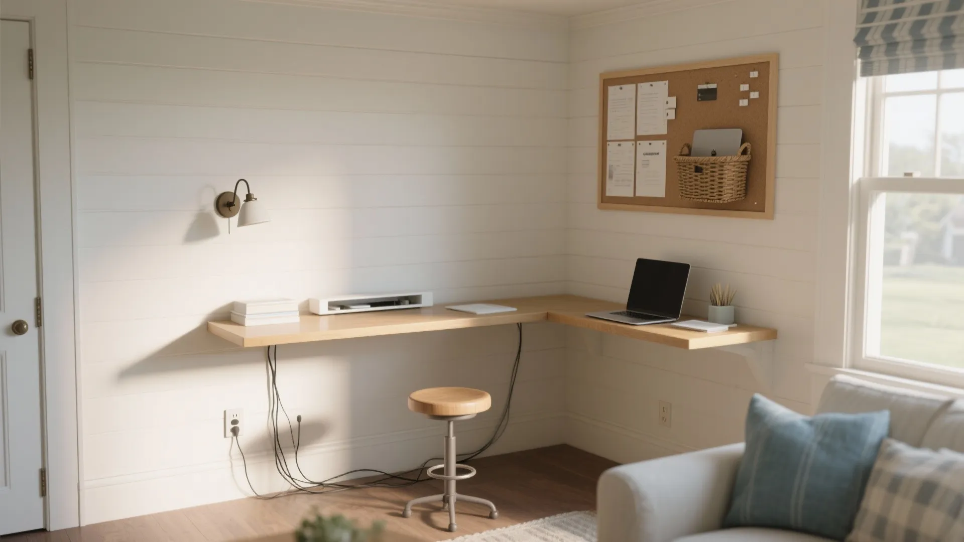 5) Multi-use alcove: desk by day, extra seat by night