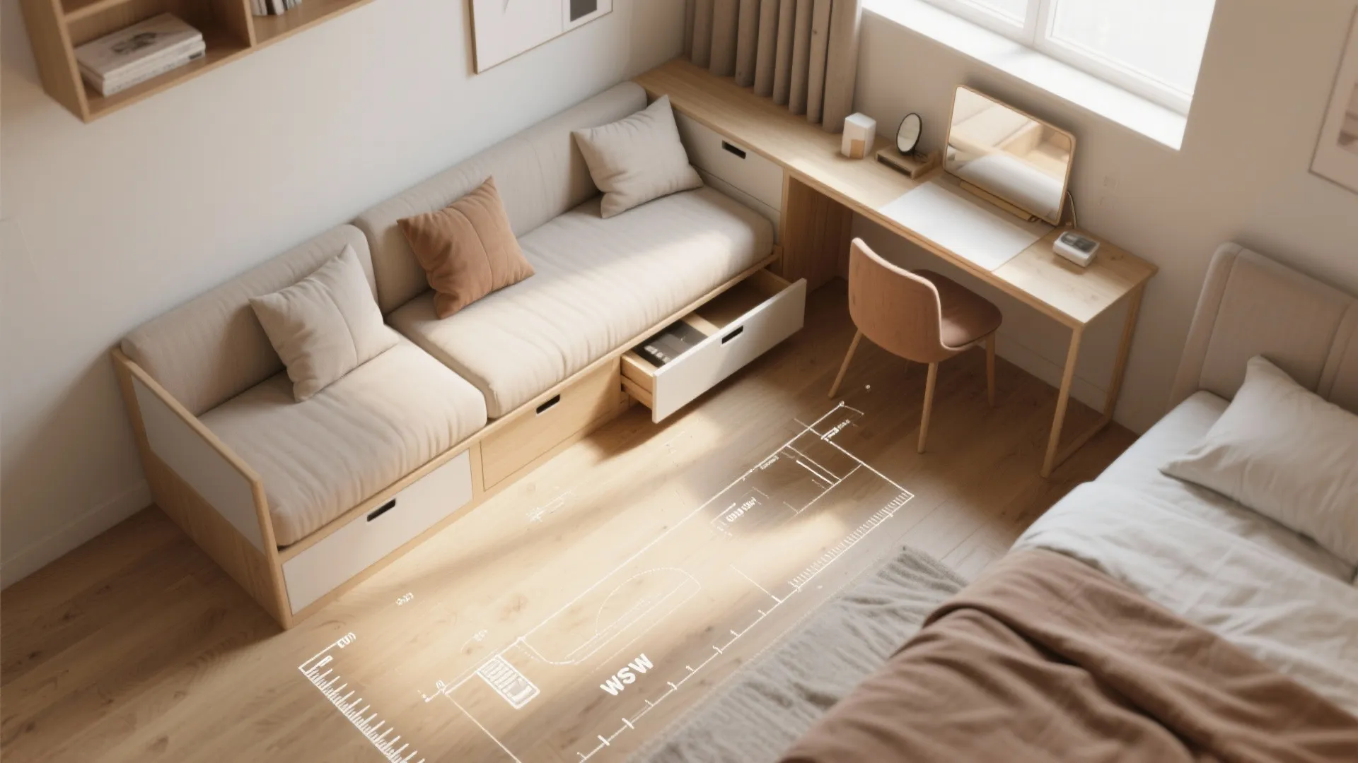 3. Choose multi-purpose furniture and plan first