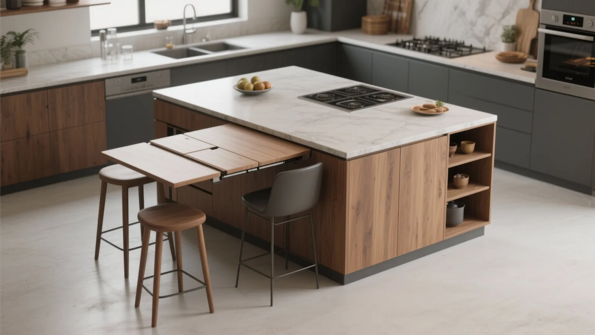 5. Multi-Functional Island and Foldaway Dining