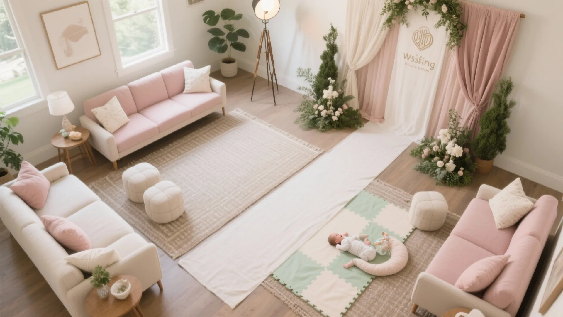 Multi-Zone Layout: Blessing, Seating, and Baby-Safe Play