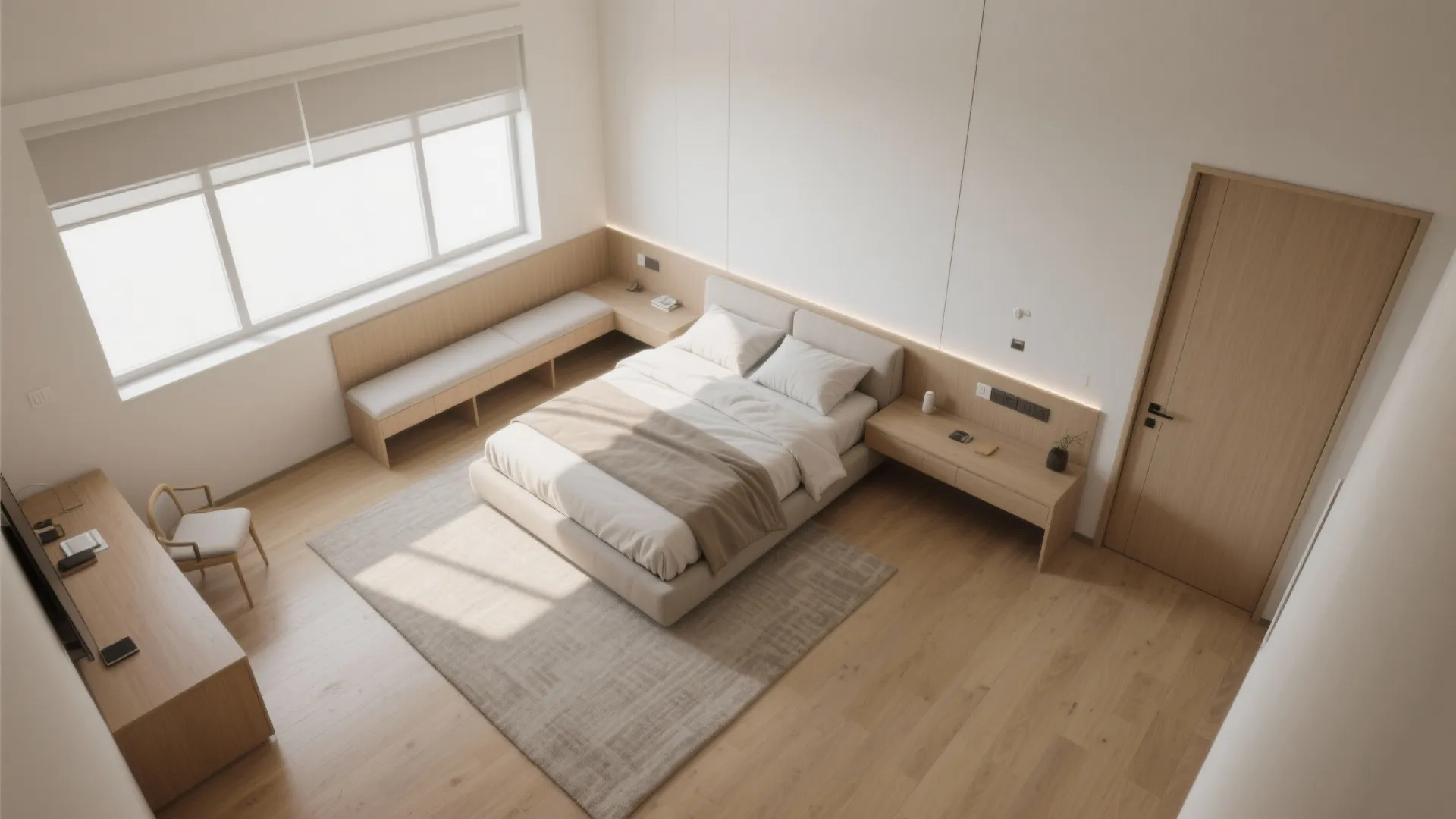 3. Multi-zone layout: sleep + work in one footprint