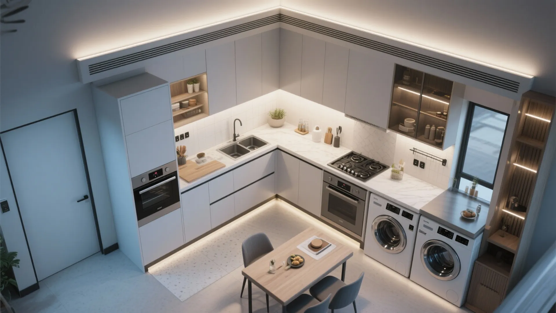 Multi-Functional Dining and Utility Zones