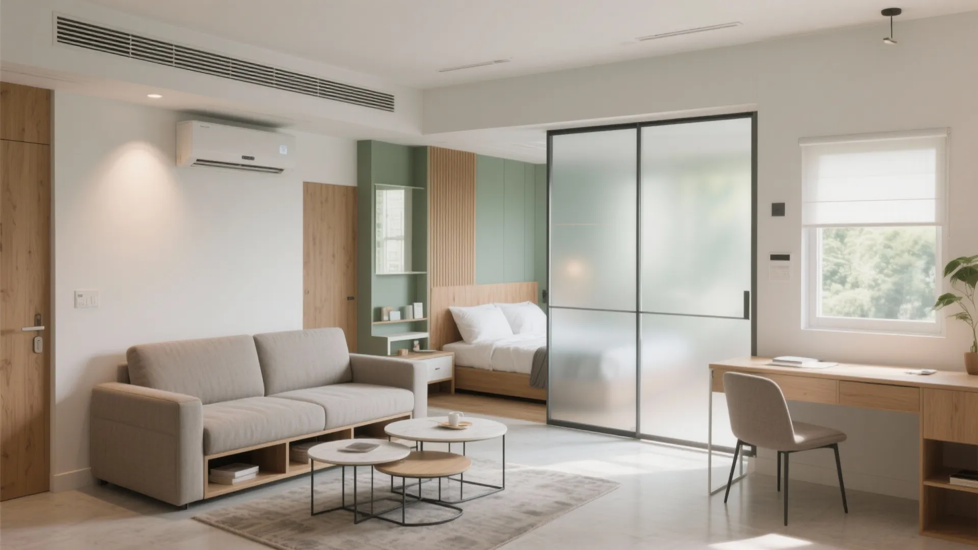 Multipurpose Furniture & Sliding Partitions for Zoning