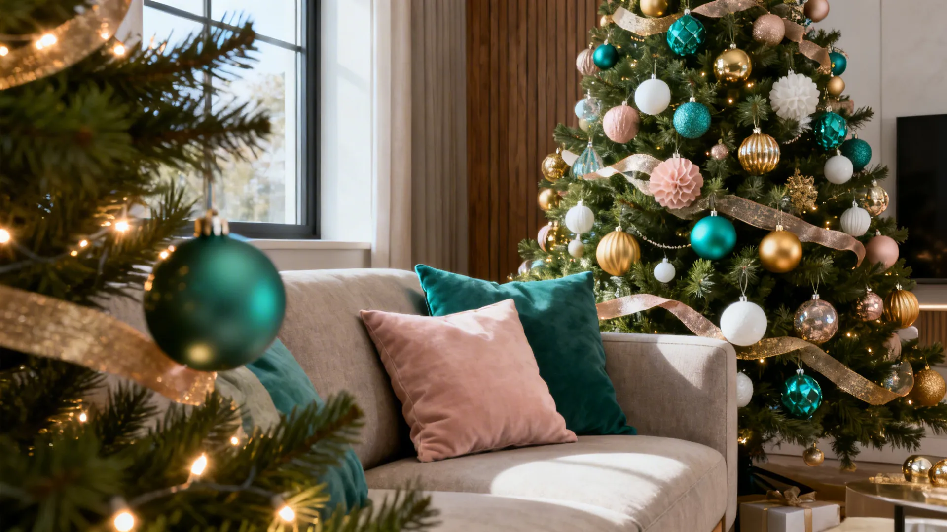 5 Multicolored Christmas Tree Ideas: Creative, space-smart multicolored Christmas tree decorating ideas from a pro designer