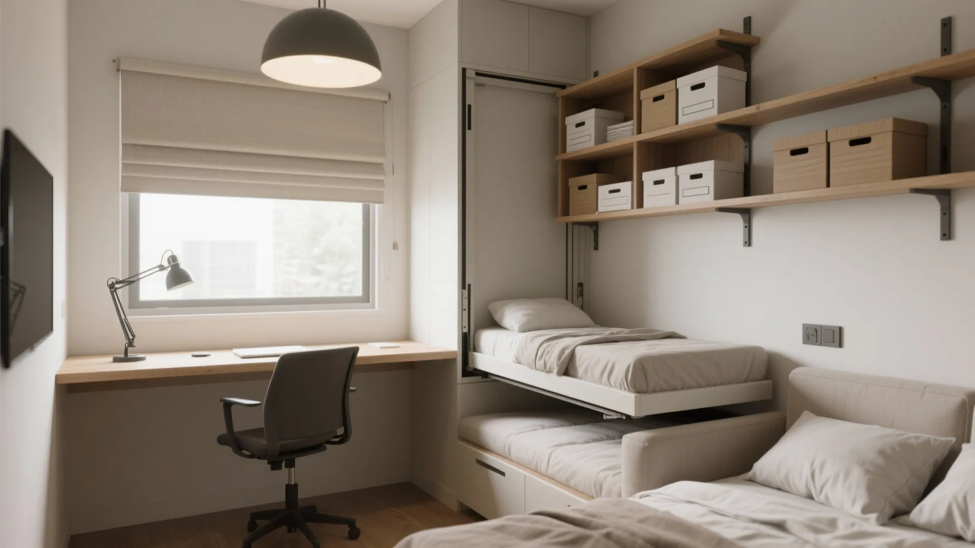 2. Multi-functional bedroom for guests and work
