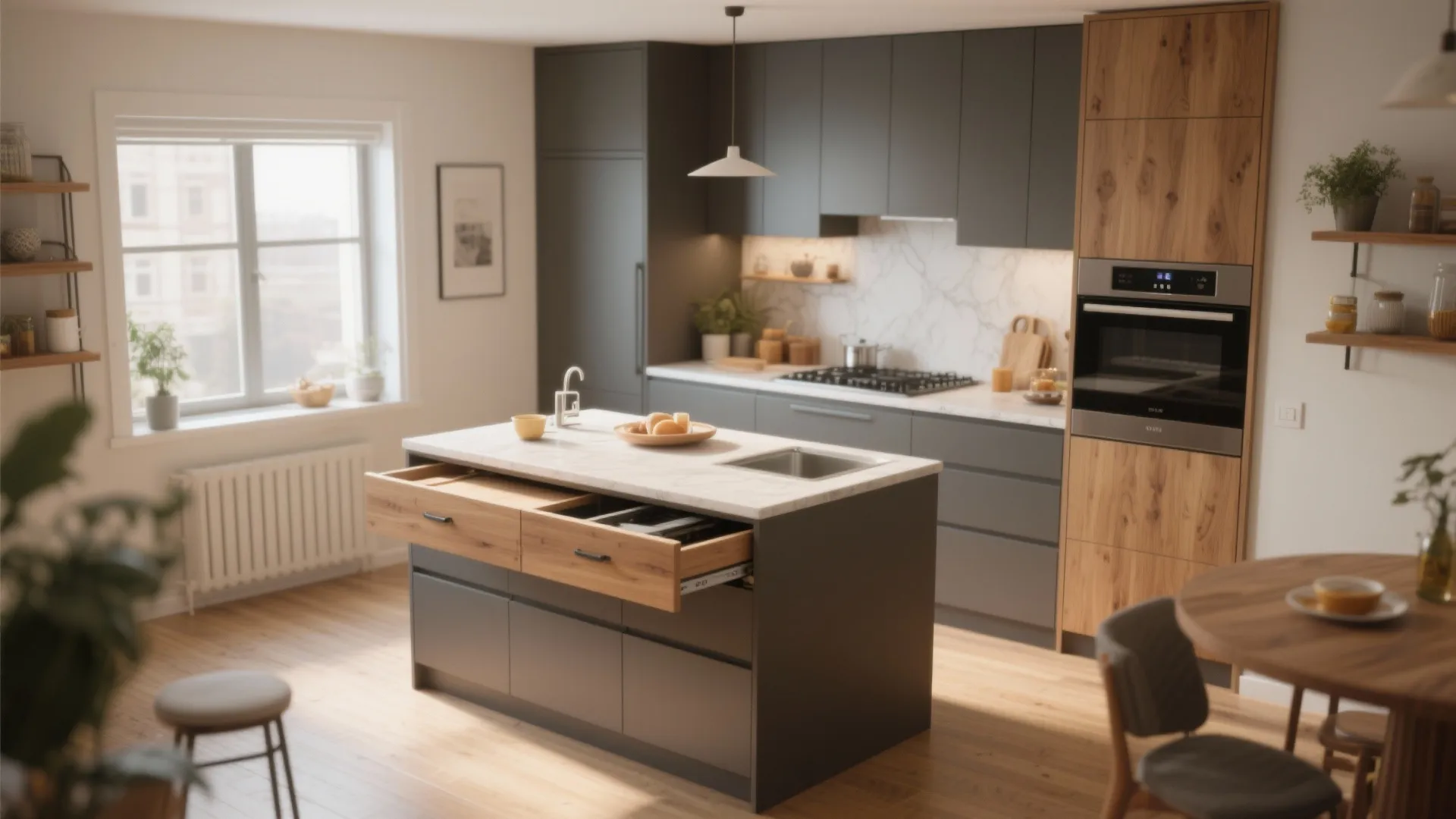 Multi-Functional Island (Yes, Even in Small Kitchens)