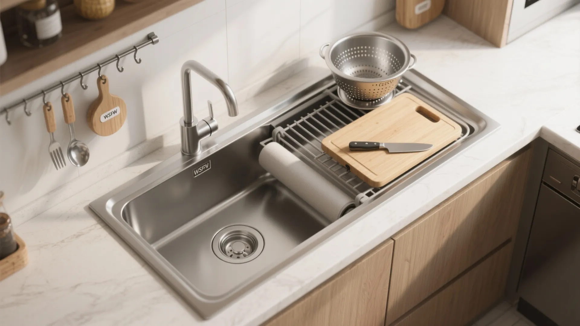4. Multi-functional sinks — combine prep, draining and storage