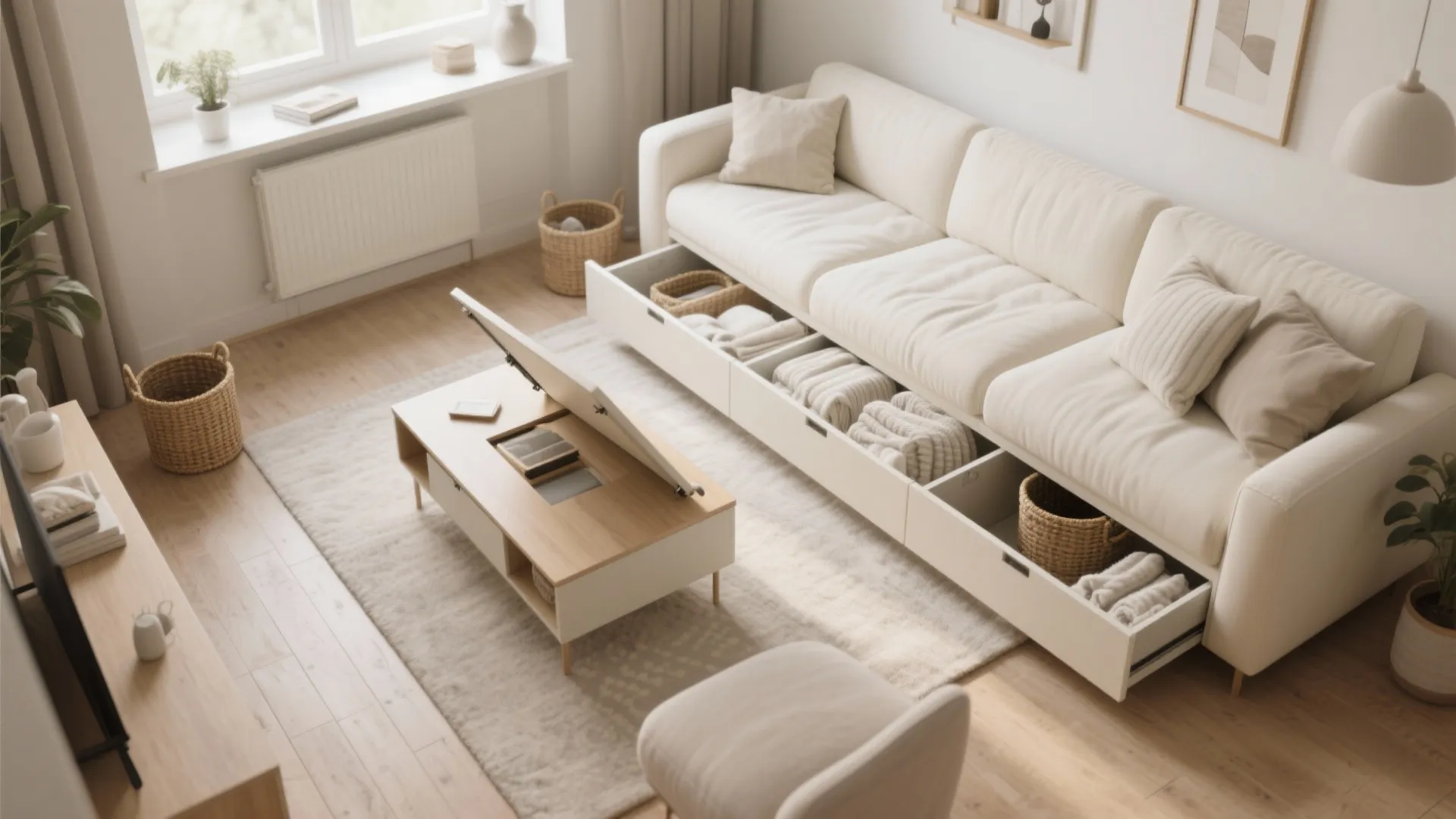 4. Multi-functional cream furniture