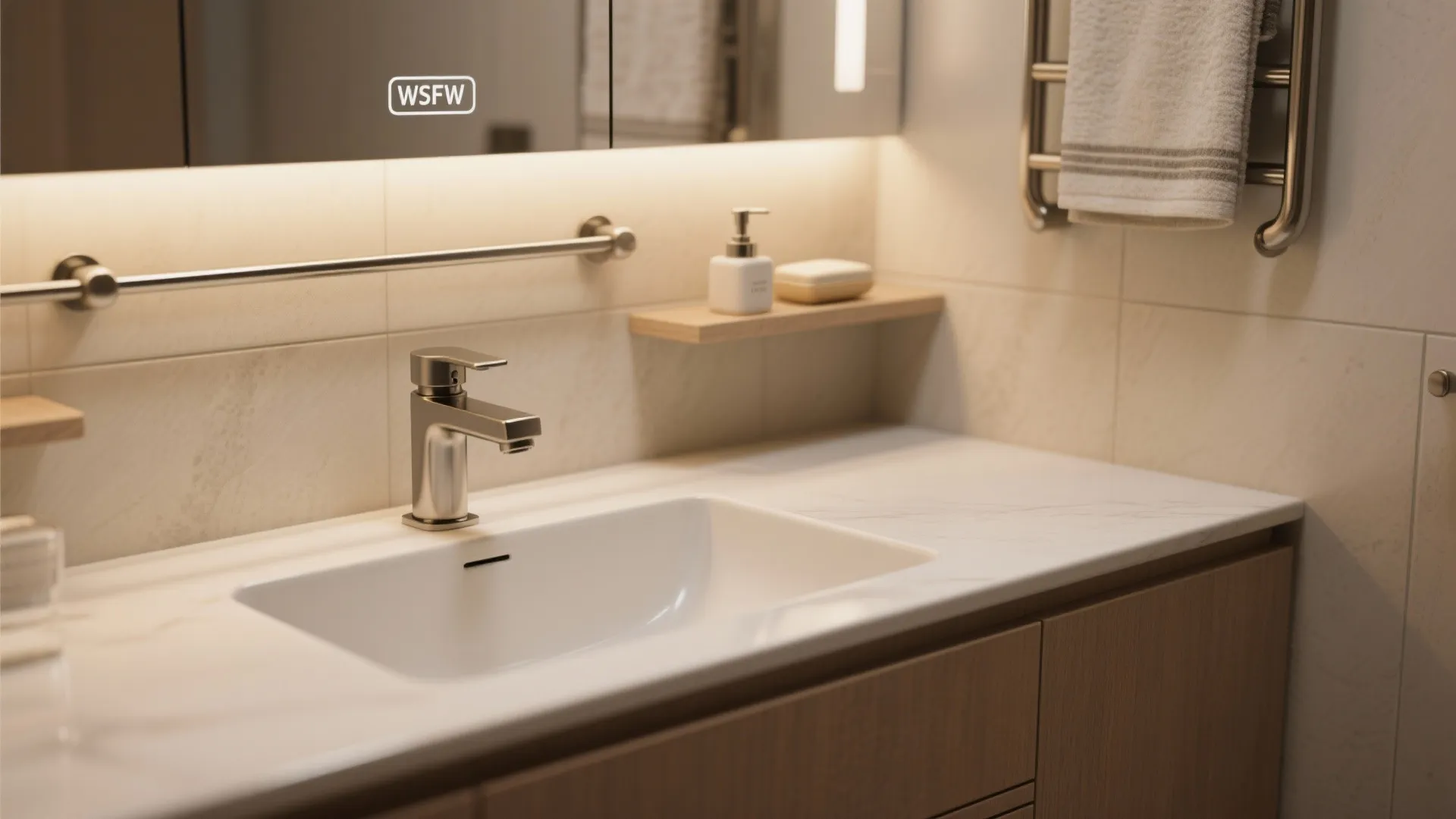 5. Make the vanity multifunctional and add small luxuries