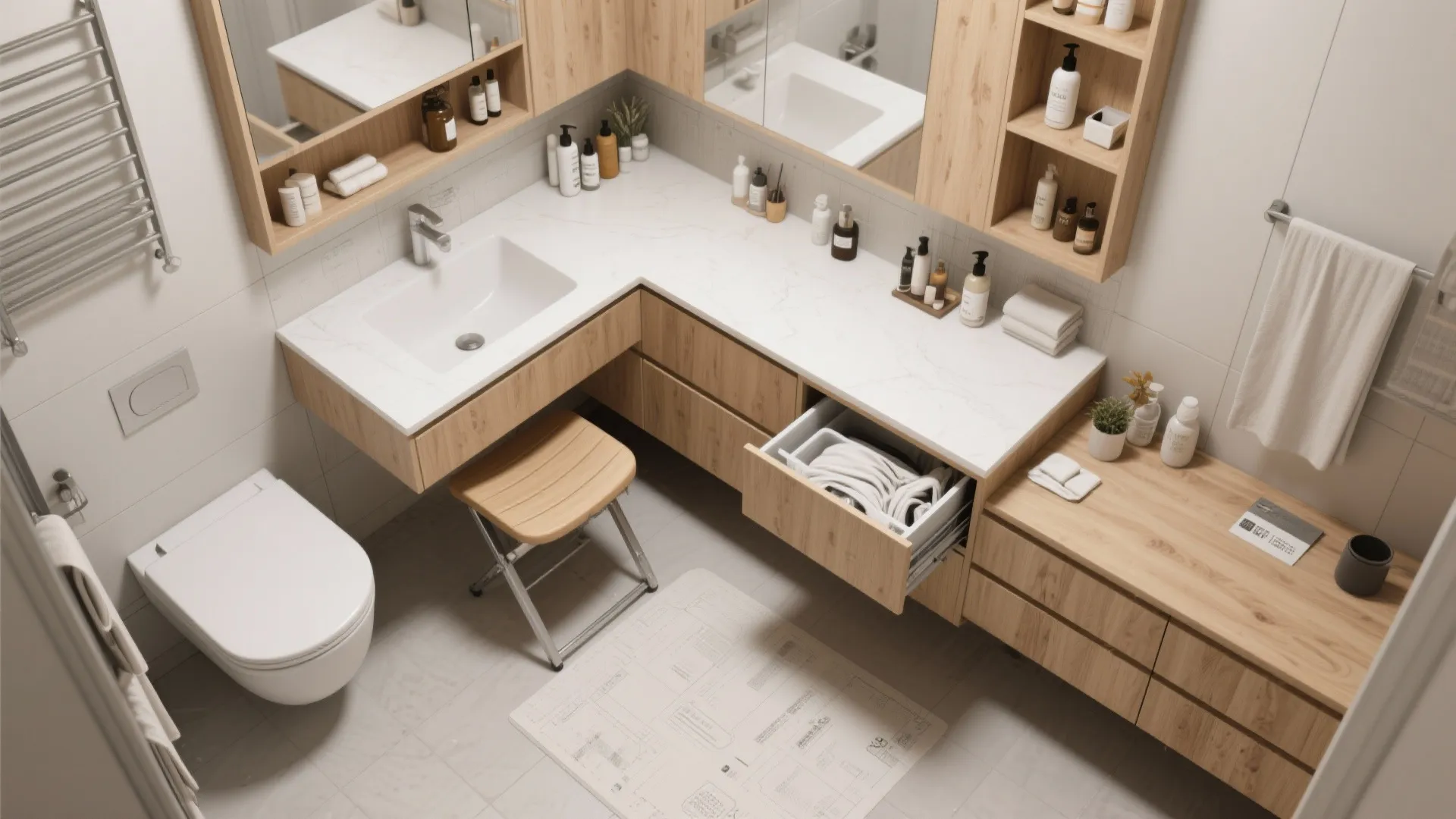 5. Multi-function vanity with laundry or seating