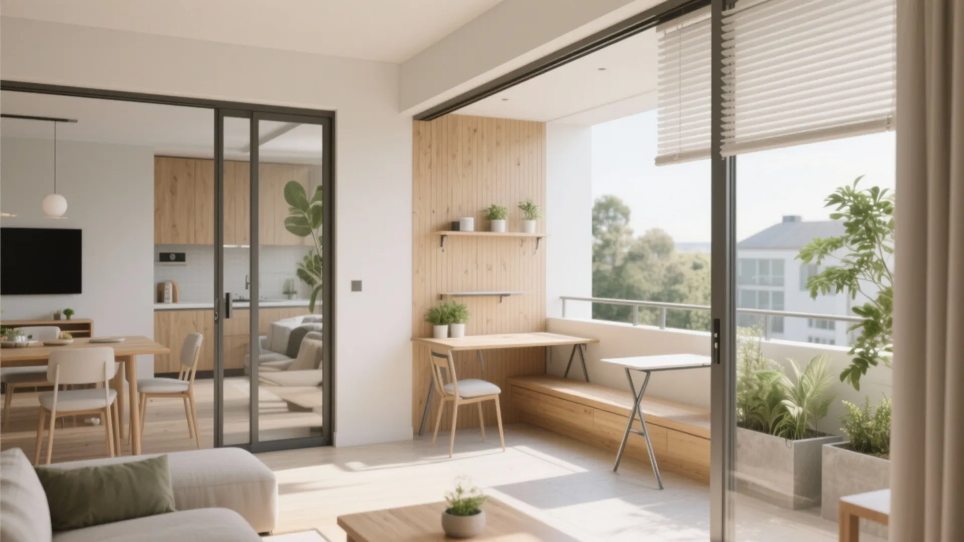 Multi-Functional Zones: Sliding Doors, Foldaway Tables, and a Balcony Nook