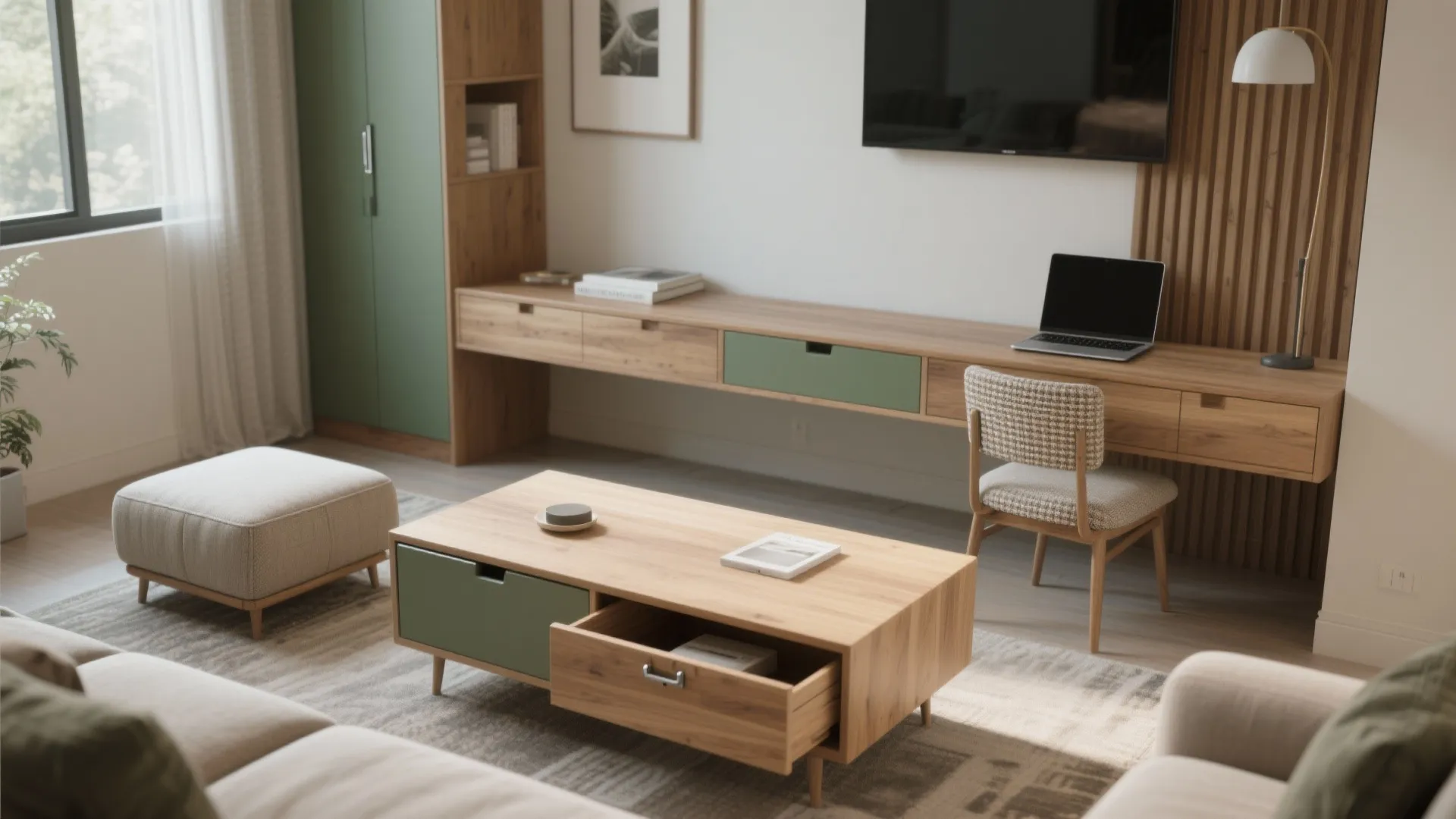 3. Use multifunctional furniture as anchors