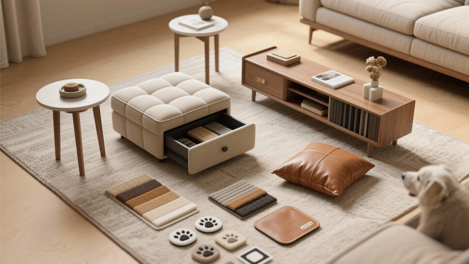 4. Use multifunctional pieces with your sectional