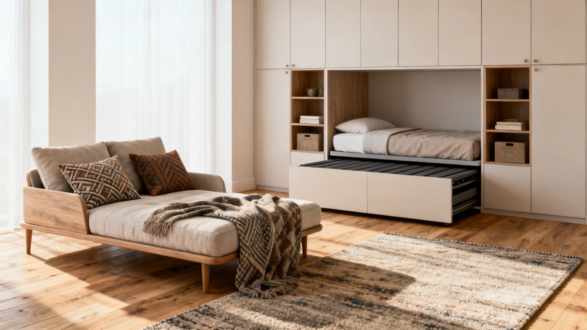 2. Replace the bed with multifunctional furniture